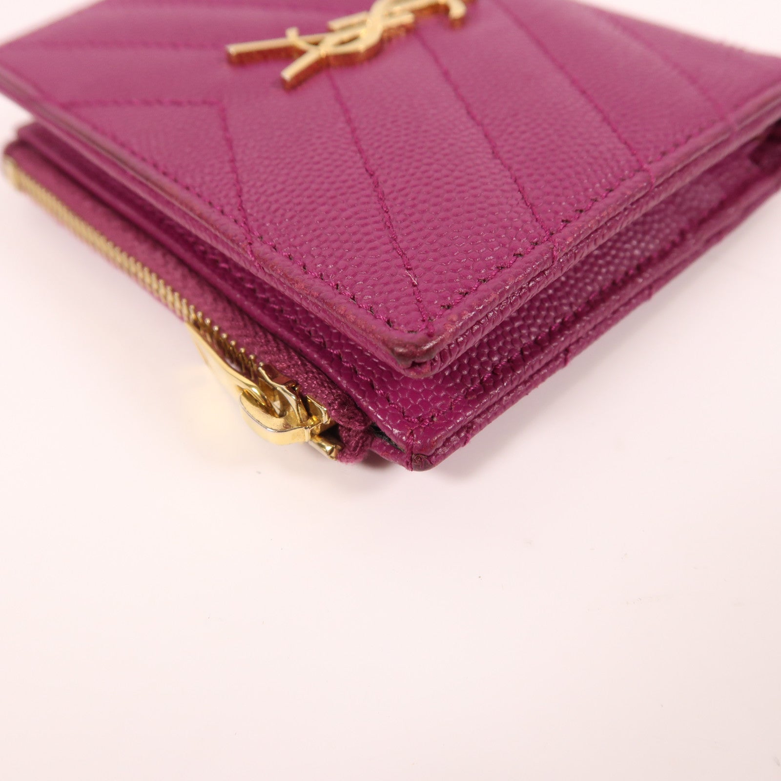 SAINT LAURENT 牛皮皮革Wallet金扣錢包紫色