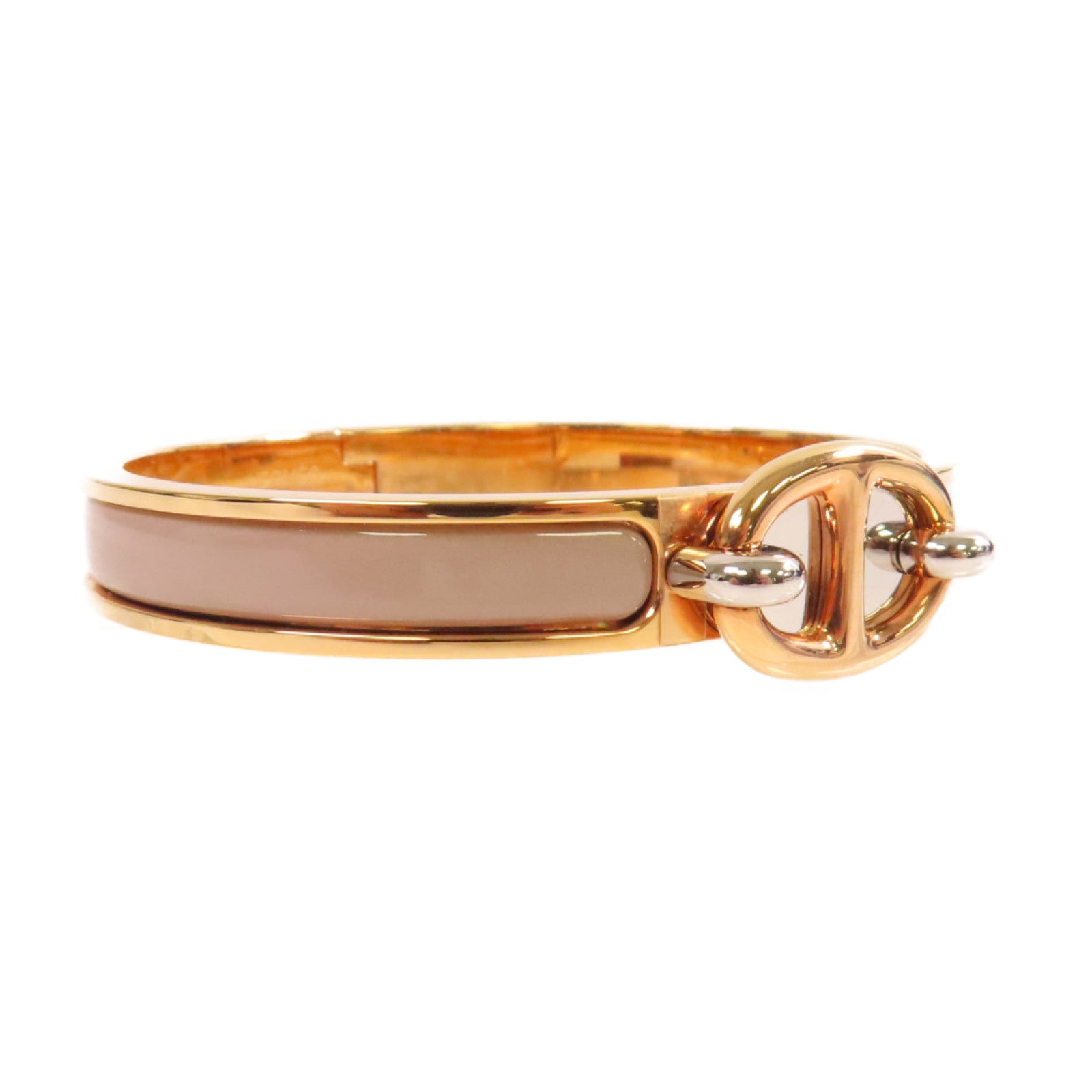 HERMES 金屬/琺瑯Clic Chaine Bracelet金扣手鐲灰色/金色