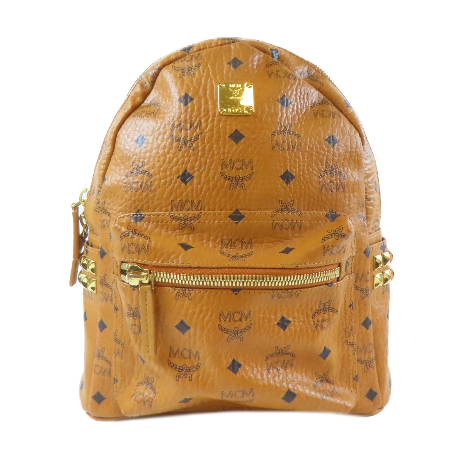 MCM 牛皮皮革Backpack金扣背包啡色