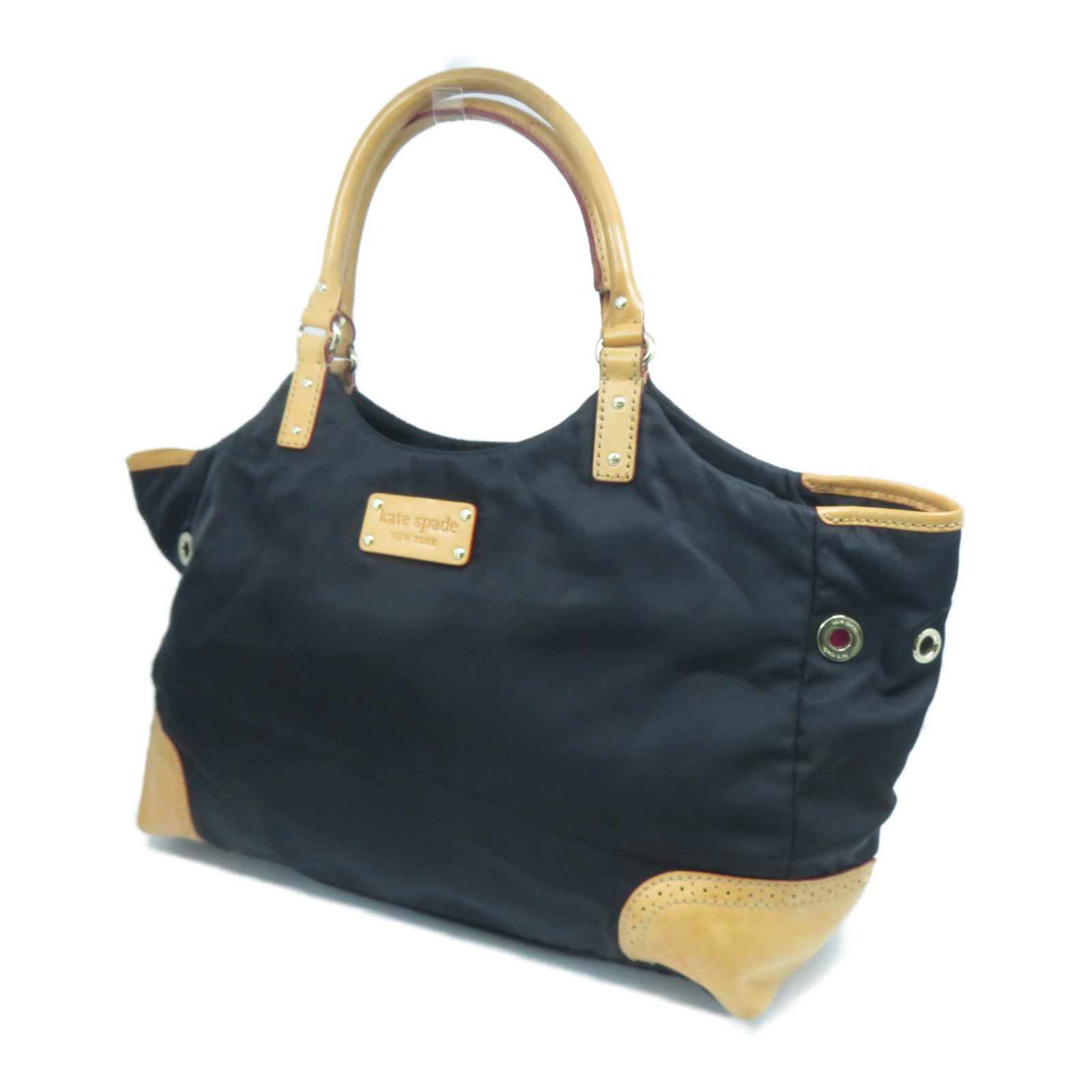 Kate Spade 【清倉大減價】尼龍/皮革Shoulder Bag金扣肩背袋黑色