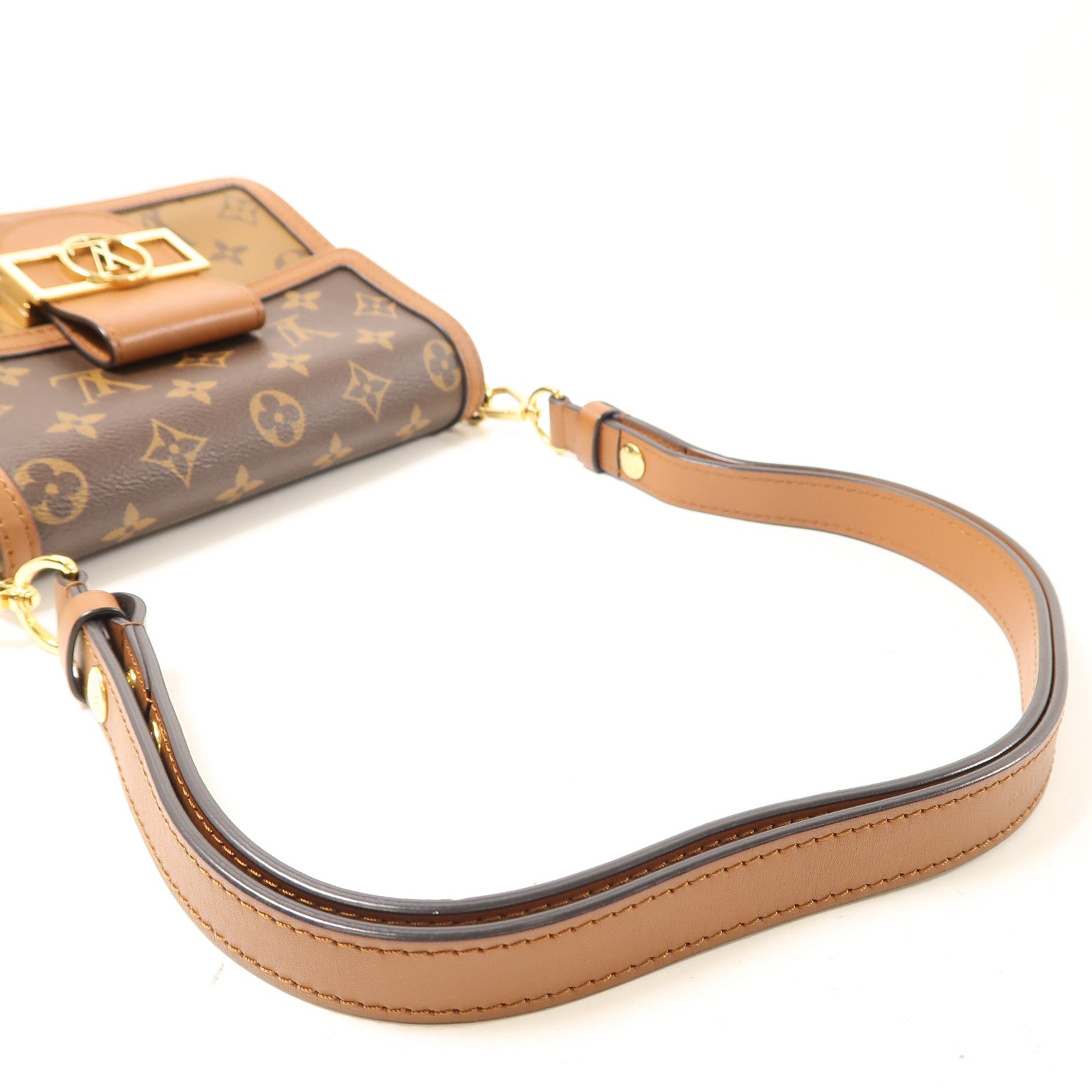 LOUIS VUITTON Monogram Dauphine金扣肩背袋啡色