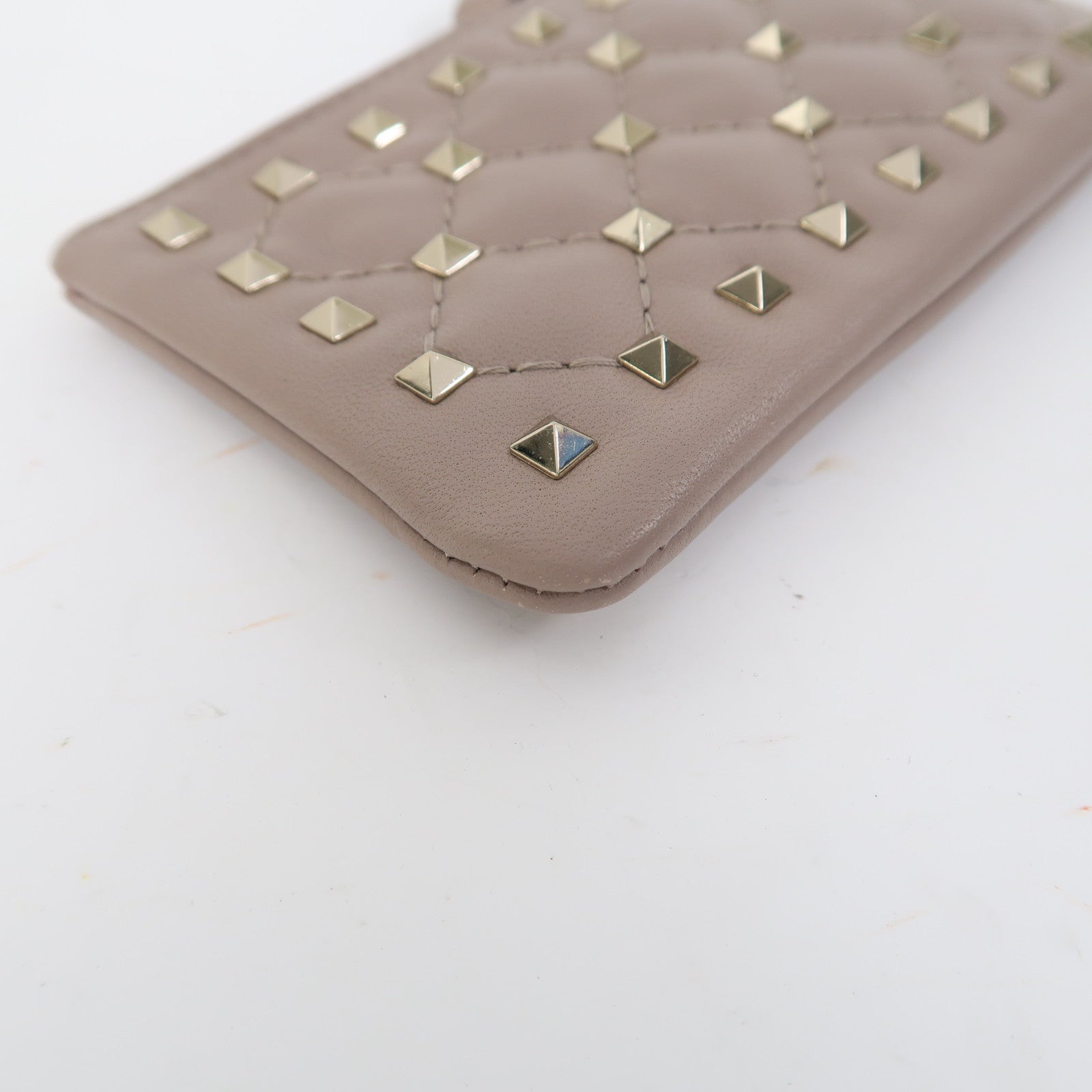 Valentino 牛皮皮革Card Case金扣卡片套裸色