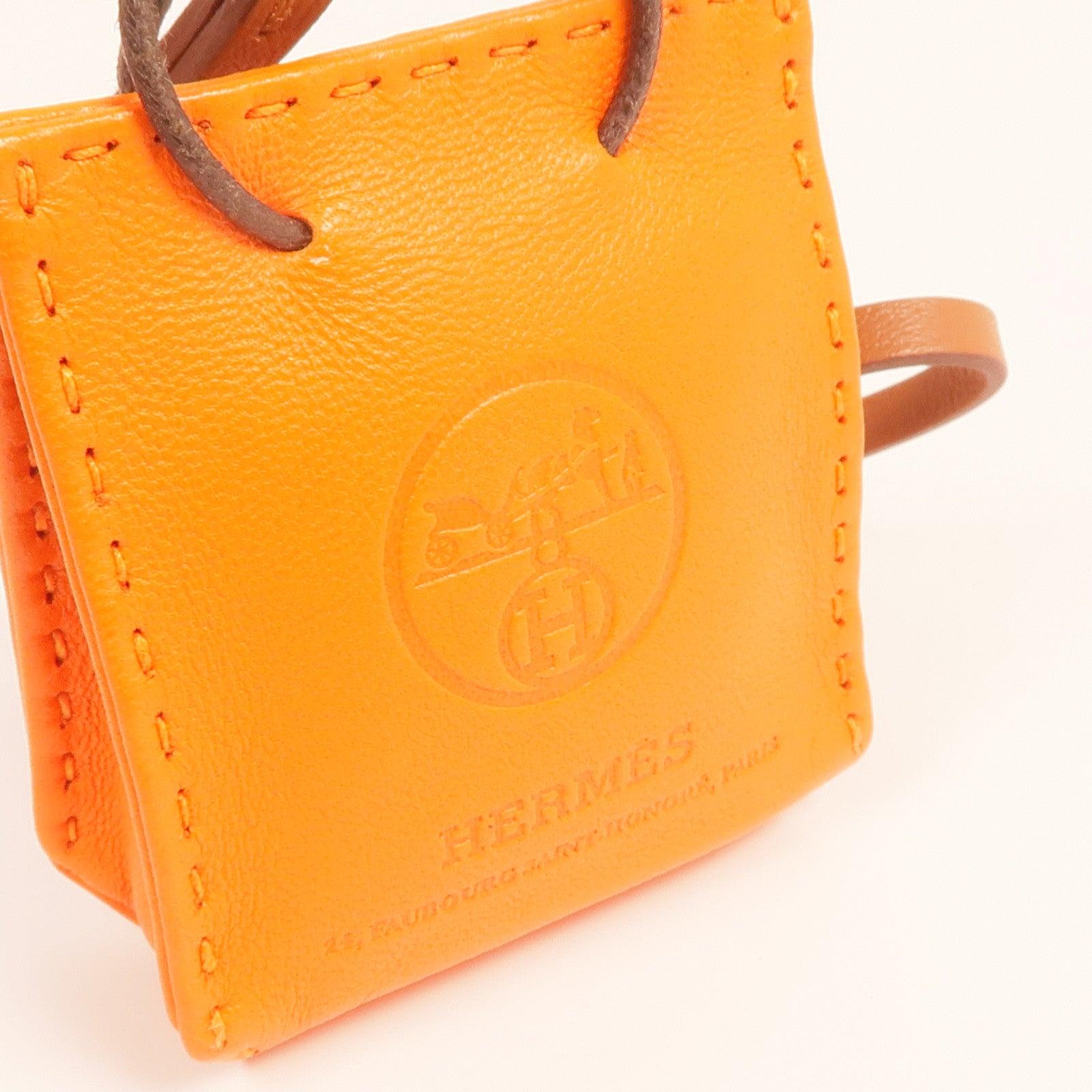 HERMES Milo/Swift皮革Sac Orange Charm掛飾