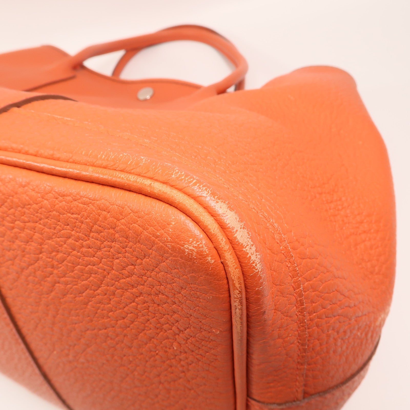 HERMES Negonda皮革Garden Party PM銀扣手挽袋Orange