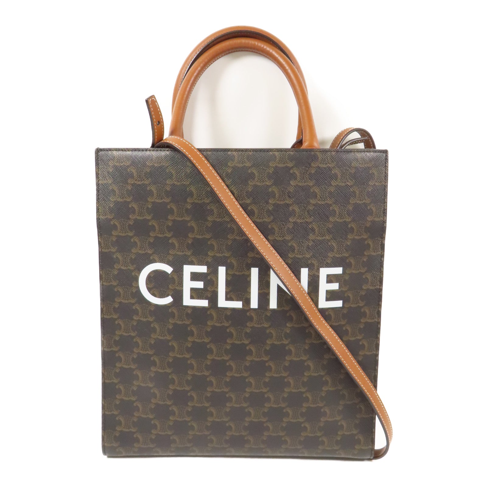 CELINE 塗層帆布Small Cabas Vertical 金扣手挽肩背兩用袋