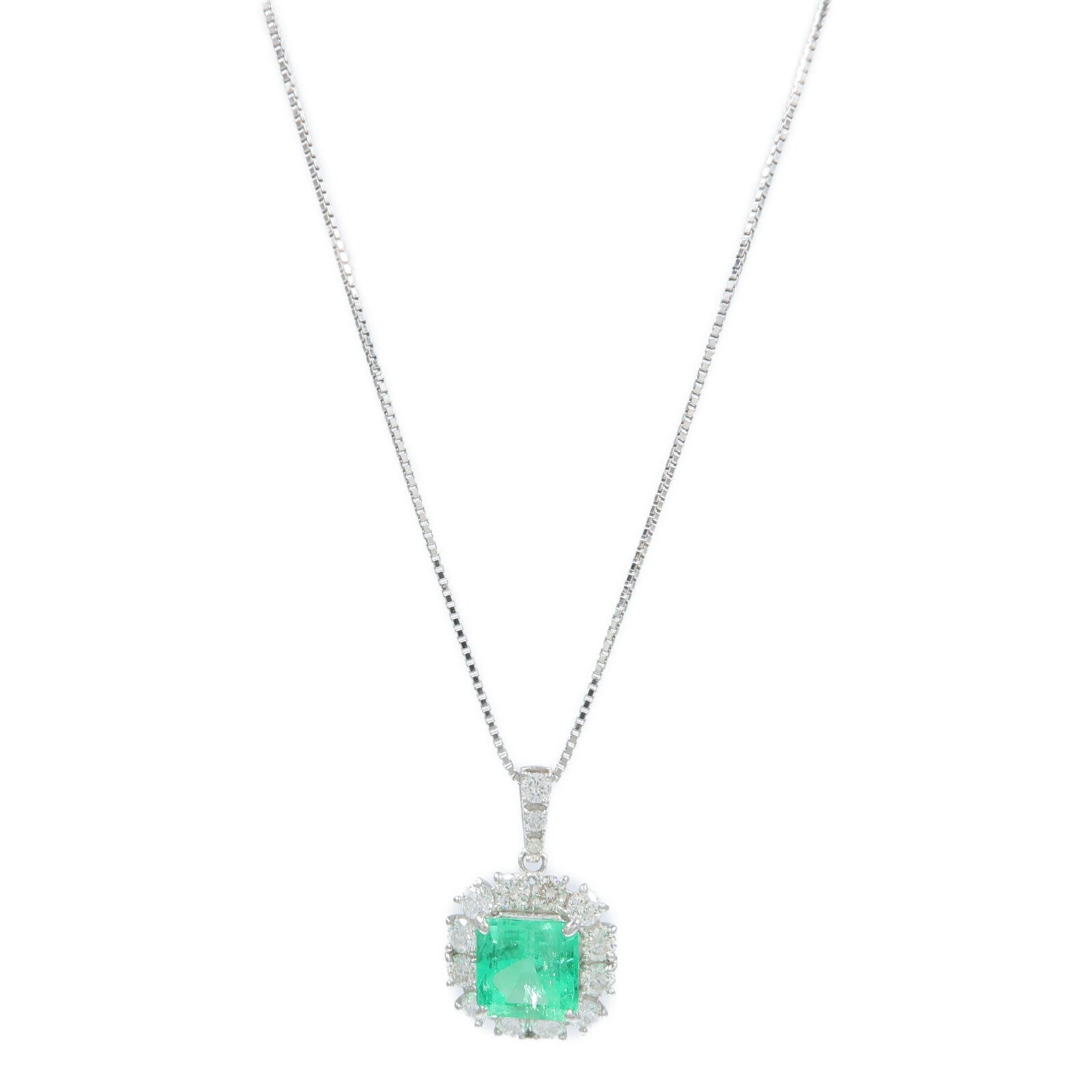 JEWELRY PT950/PT850鉑金Emerald Diamond Necklace綠寶石鑽石項鍊