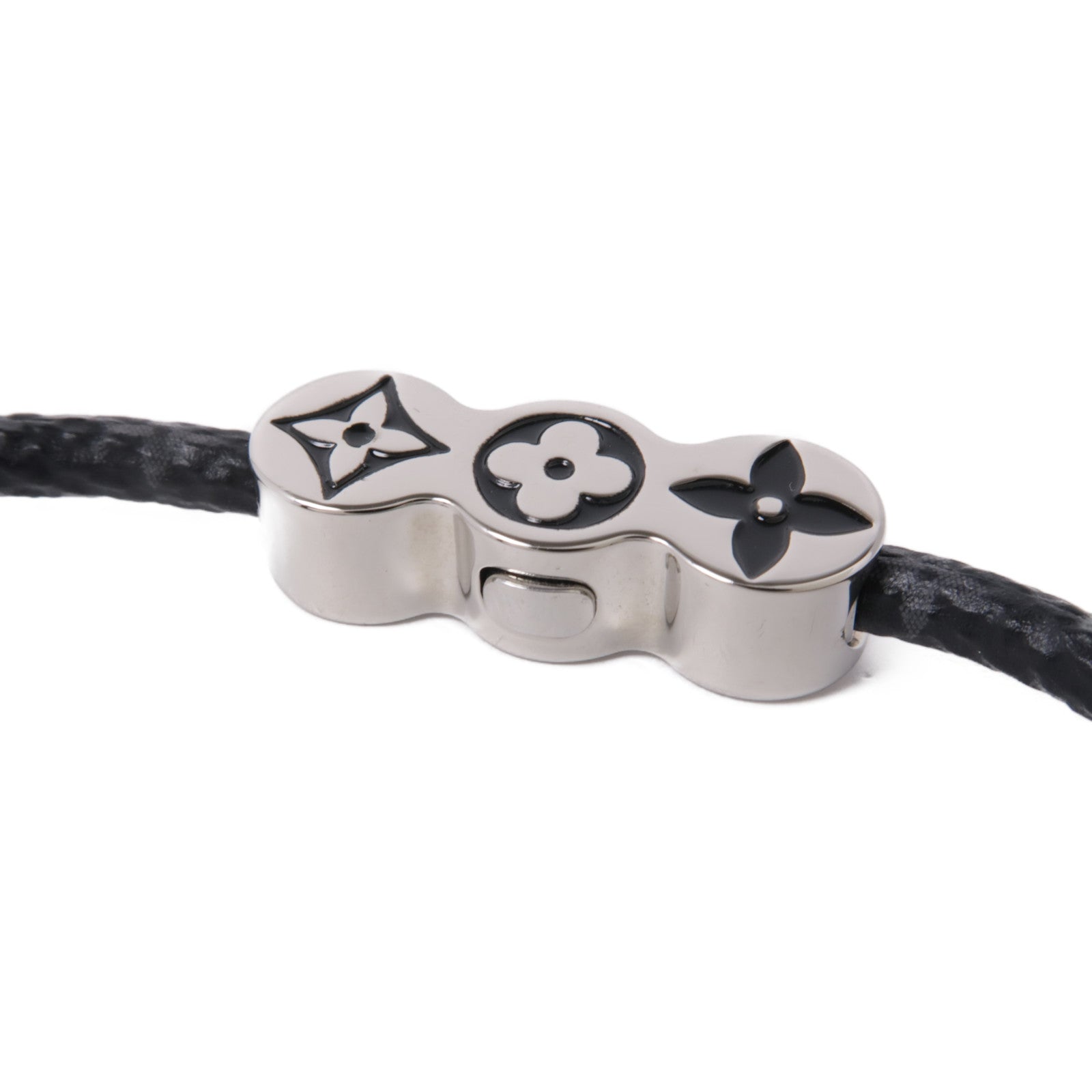LOUIS VUITTON Monogram Eclipse Party Bracelet銀扣手鐲