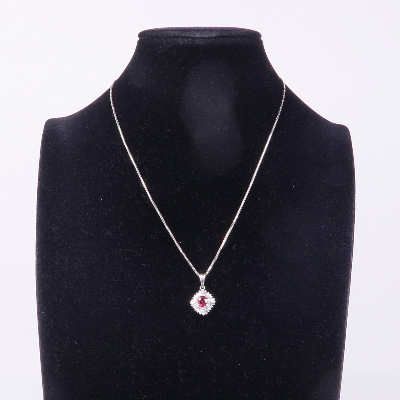 JEWELRY PT900/PT850鉑金Ruby Diamond Necklace紅寶石/鑽石項鍊