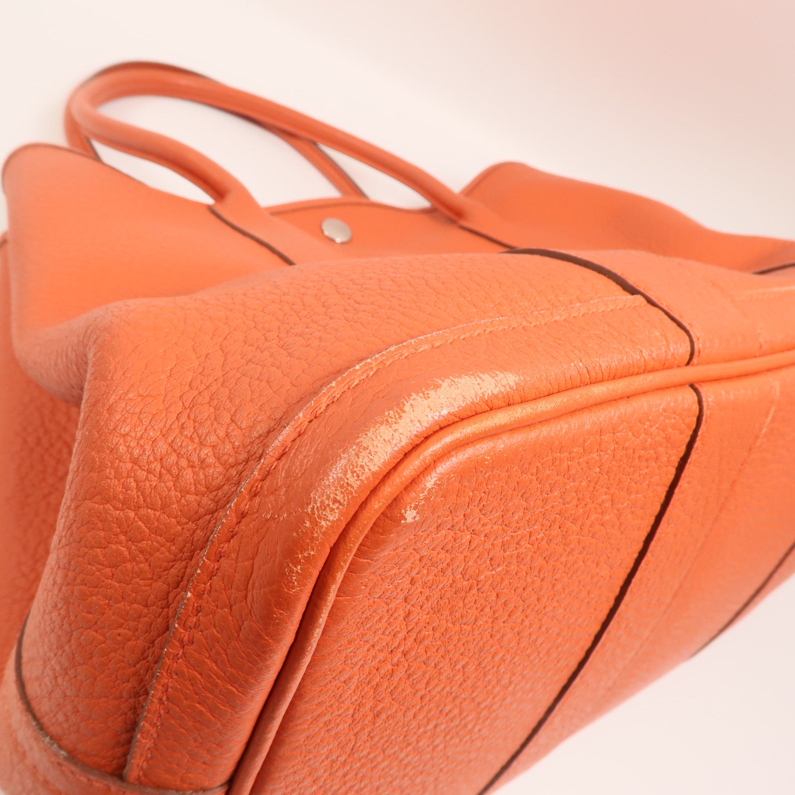 HERMES Negonda皮革Garden Party PM銀扣手挽袋Orange