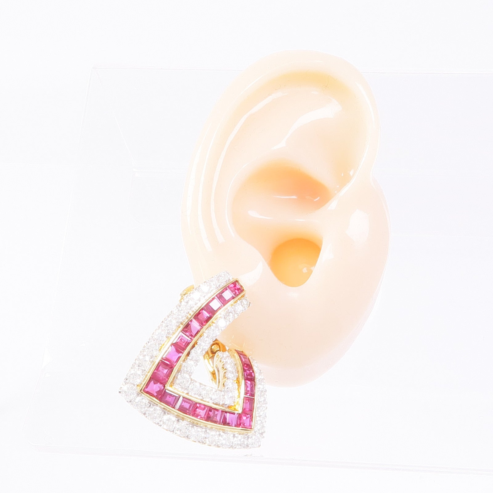JEWELRY 18K黃金/白金Ruby/Diamond Earrings紅寶石/鑽石耳環
