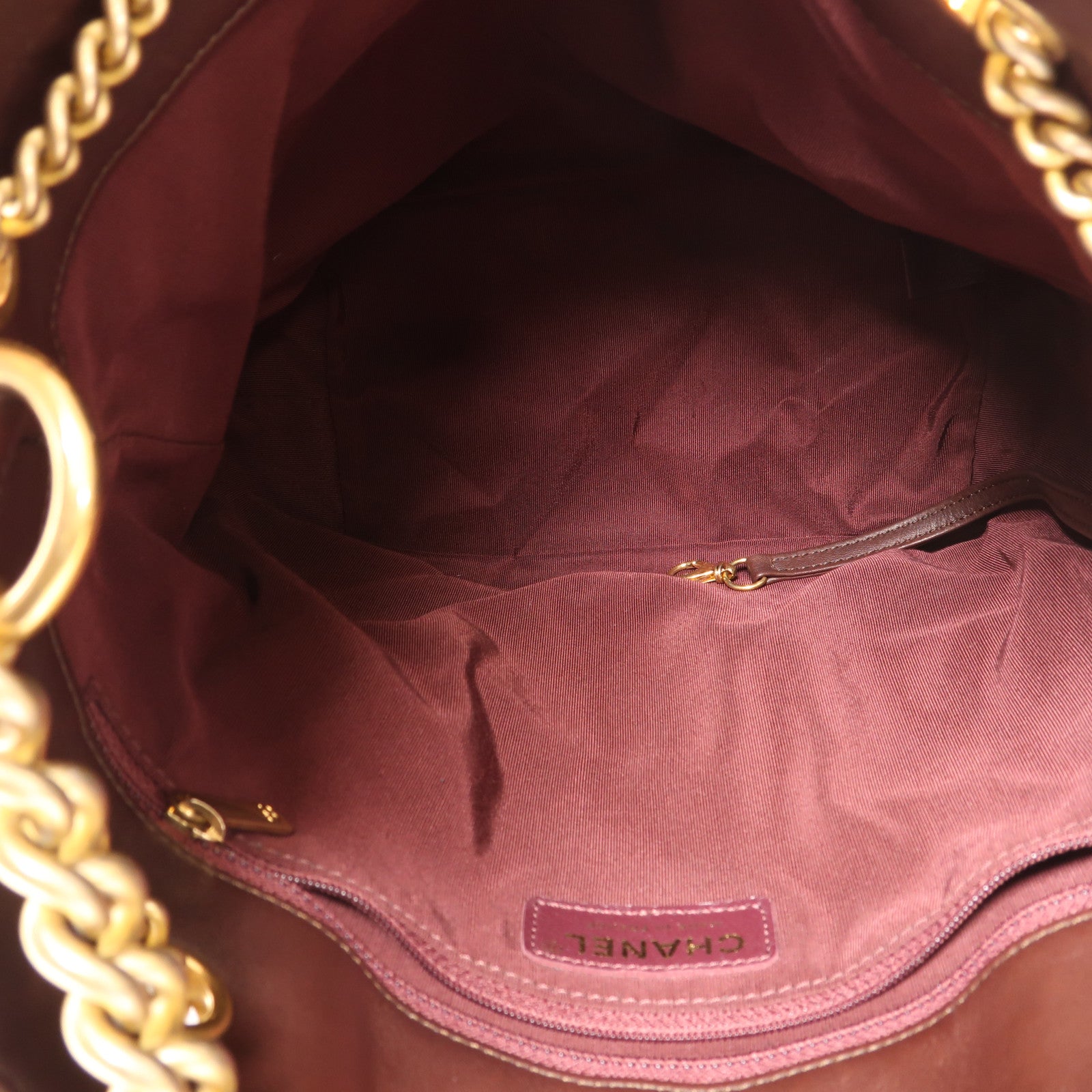 CHANEL 牛皮皮革2 Way Shoulder金扣手挽肩背兩用袋