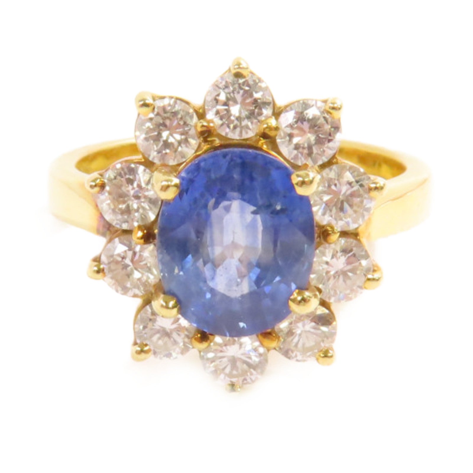 JEWELRY 18K黃金/藍寶石/鑽石Sapphire Diamond Ring戒指US#7.25