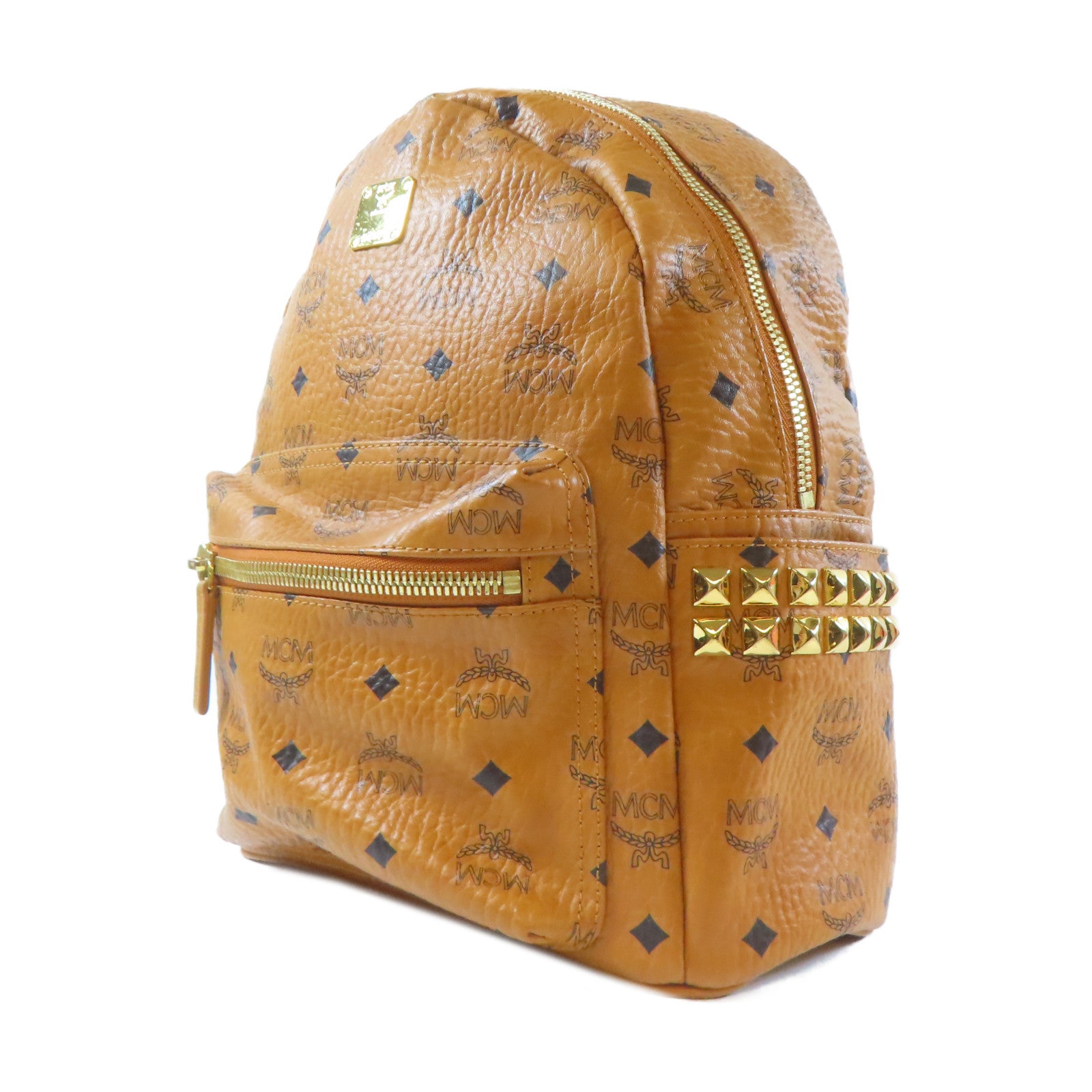 MCM 牛皮皮革Backpack金扣背包啡色