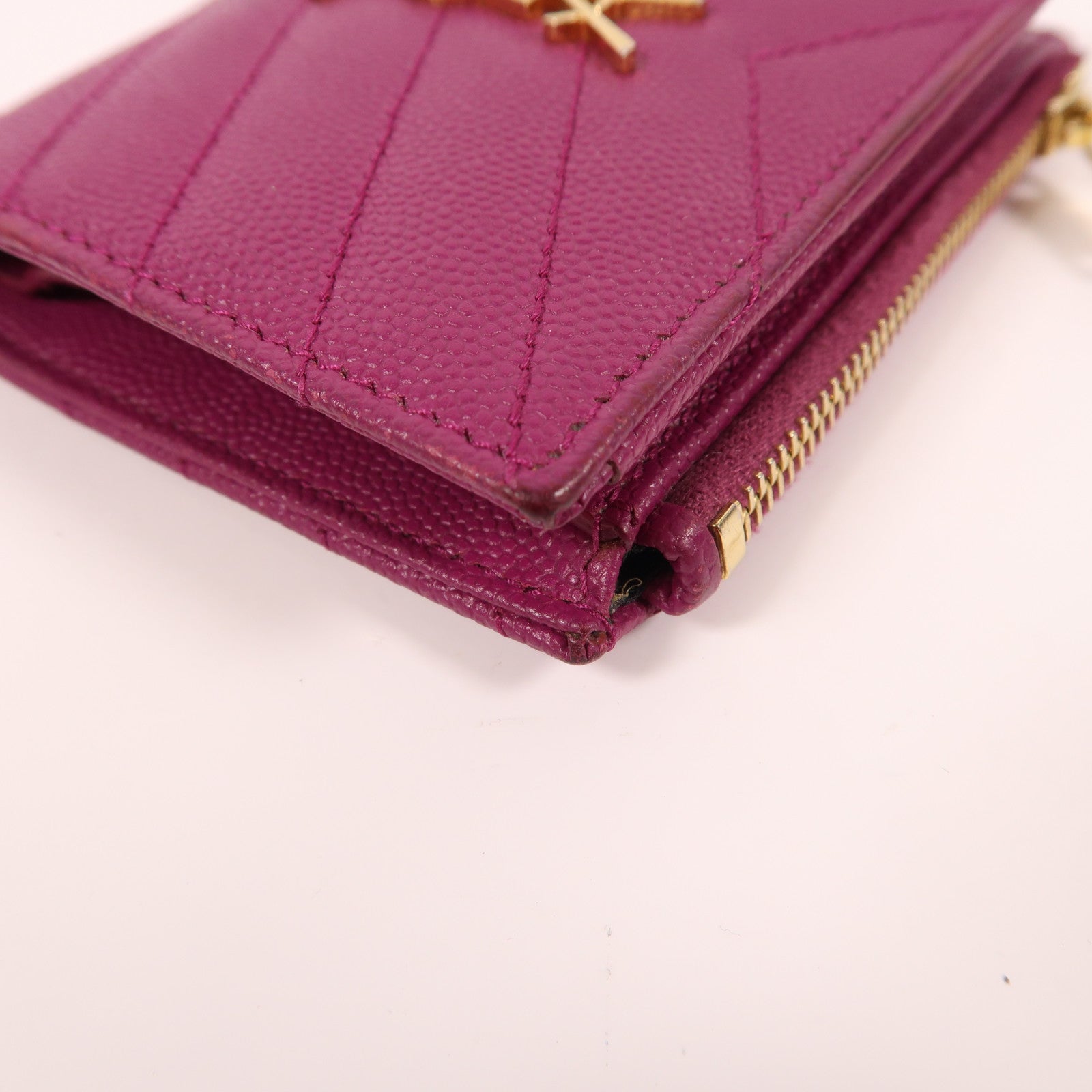 SAINT LAURENT 牛皮皮革Wallet金扣錢包紫色