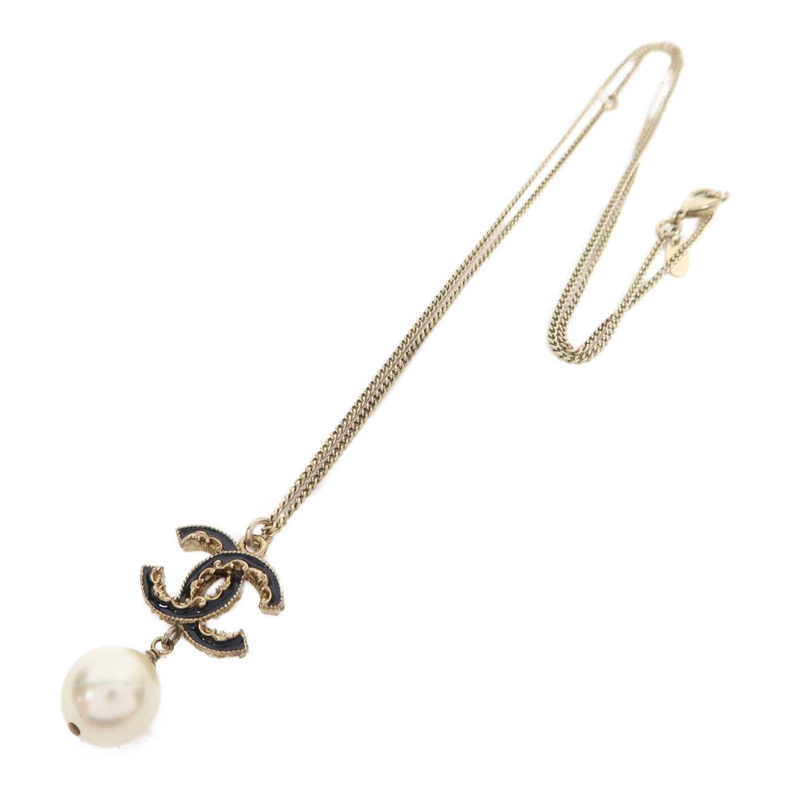 CHANEL 金屬Coco Mark Necklace項鍊黑色/金色
