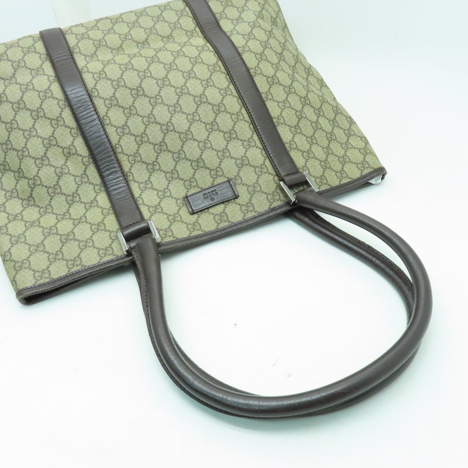 GUCCI 【激減優惠】塗層帆布Tote Bag銀扣肩背袋啡色