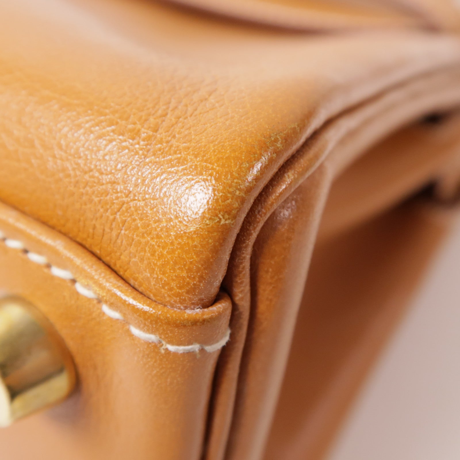 HERMES GHW Kelly Mini 2 Way Shoulder Bag Handbag Gulliver Leather Gold