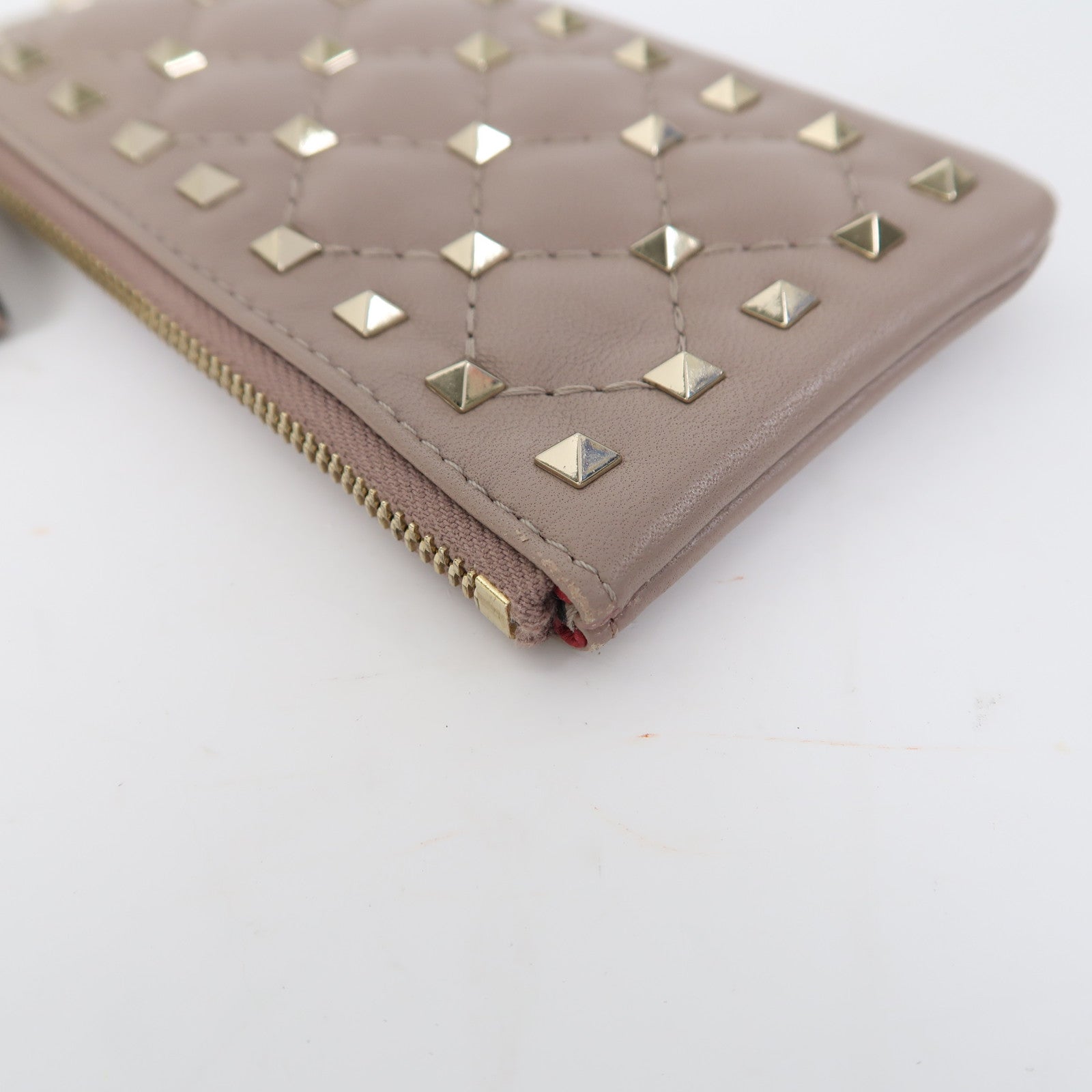 Valentino 牛皮皮革Card Case金扣卡片套裸色