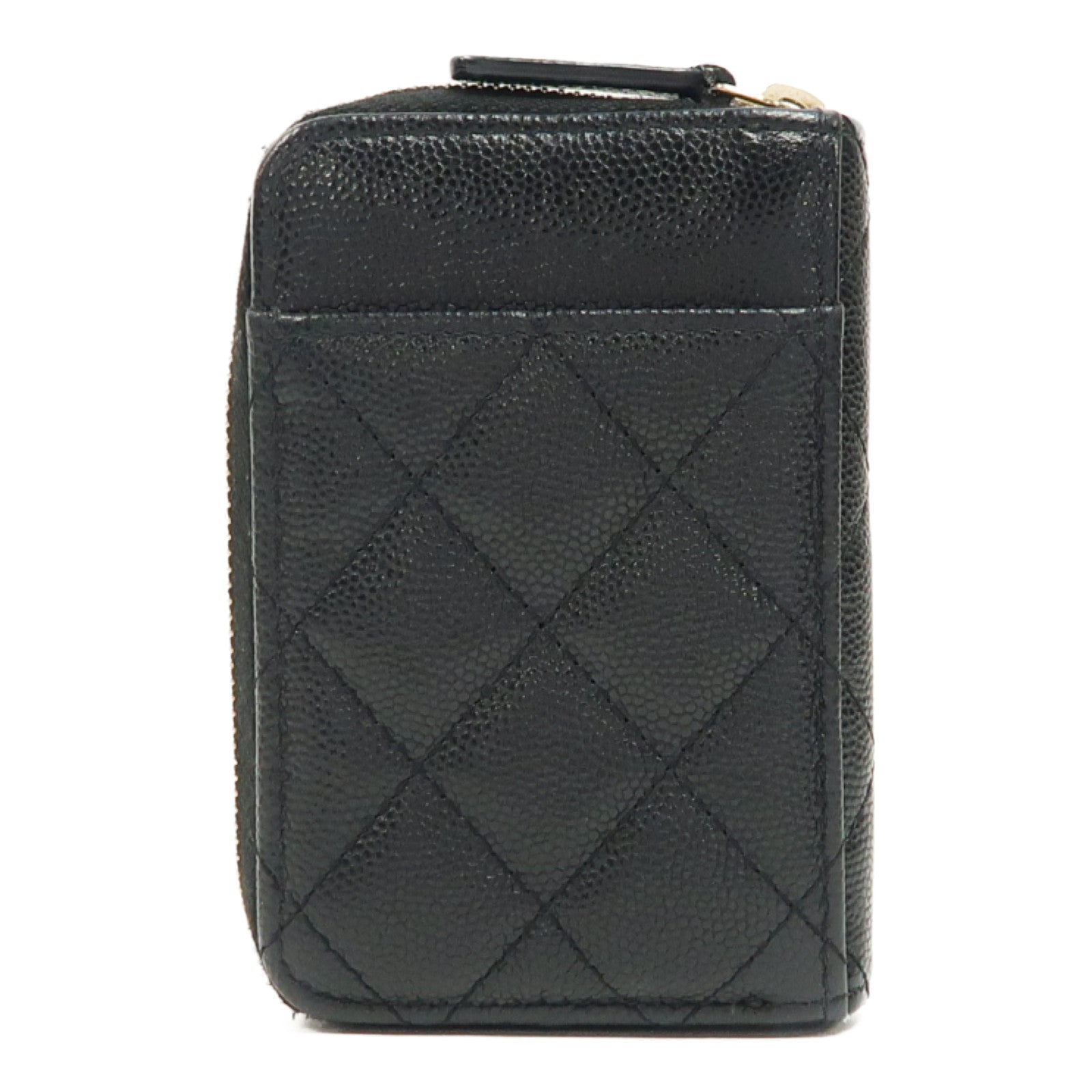 CHANEL 菱格牛皮皮革Card Holder金扣卡片套黑色