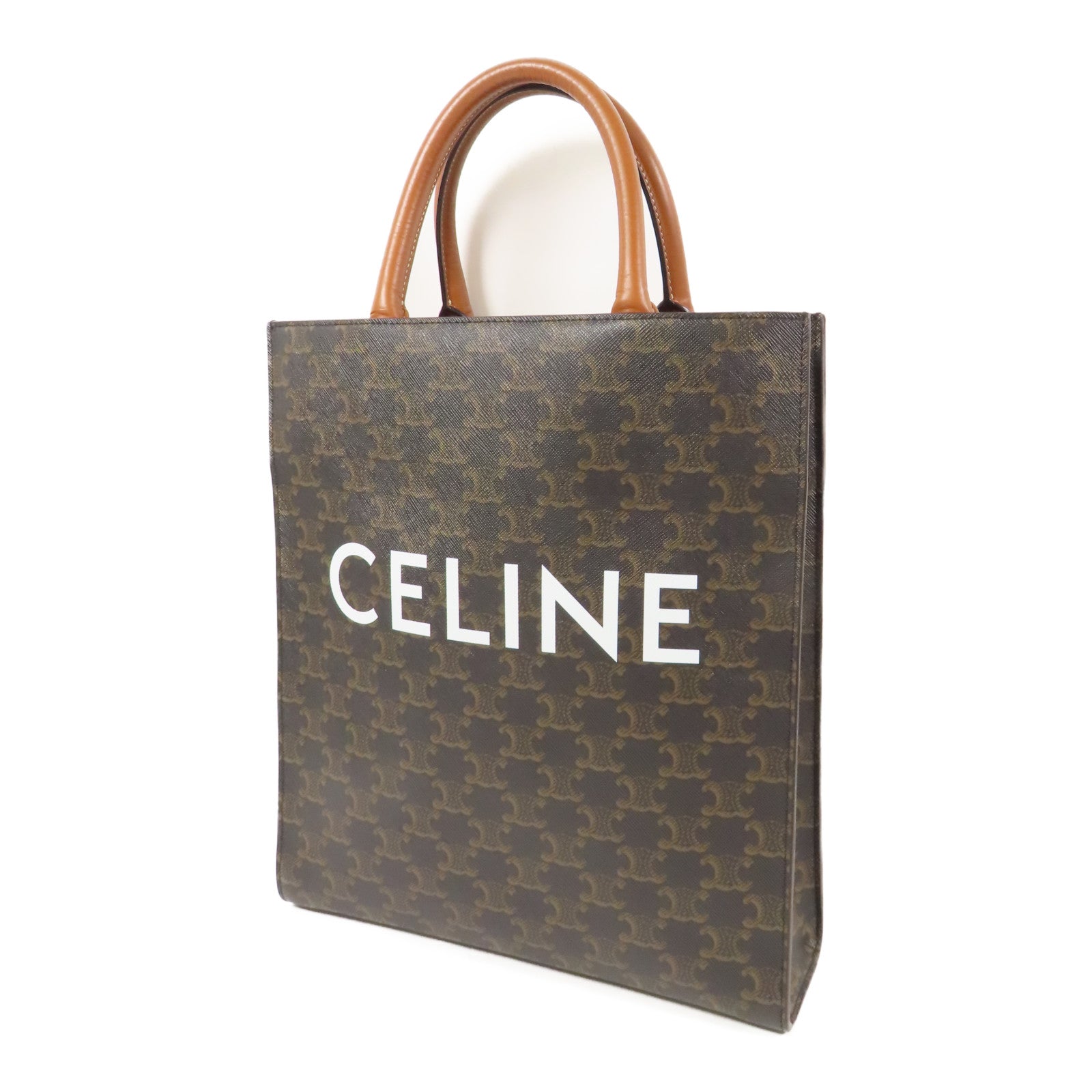 CELINE 塗層帆布Small Cabas Vertical 金扣手挽肩背兩用袋