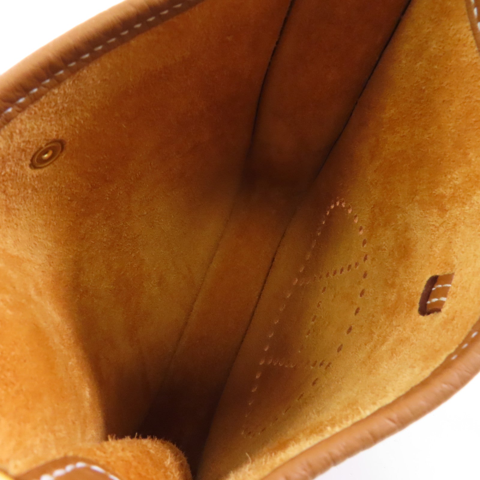HERMES Clemence皮革Evelyne TPM金扣肩背袋Gold/棕色