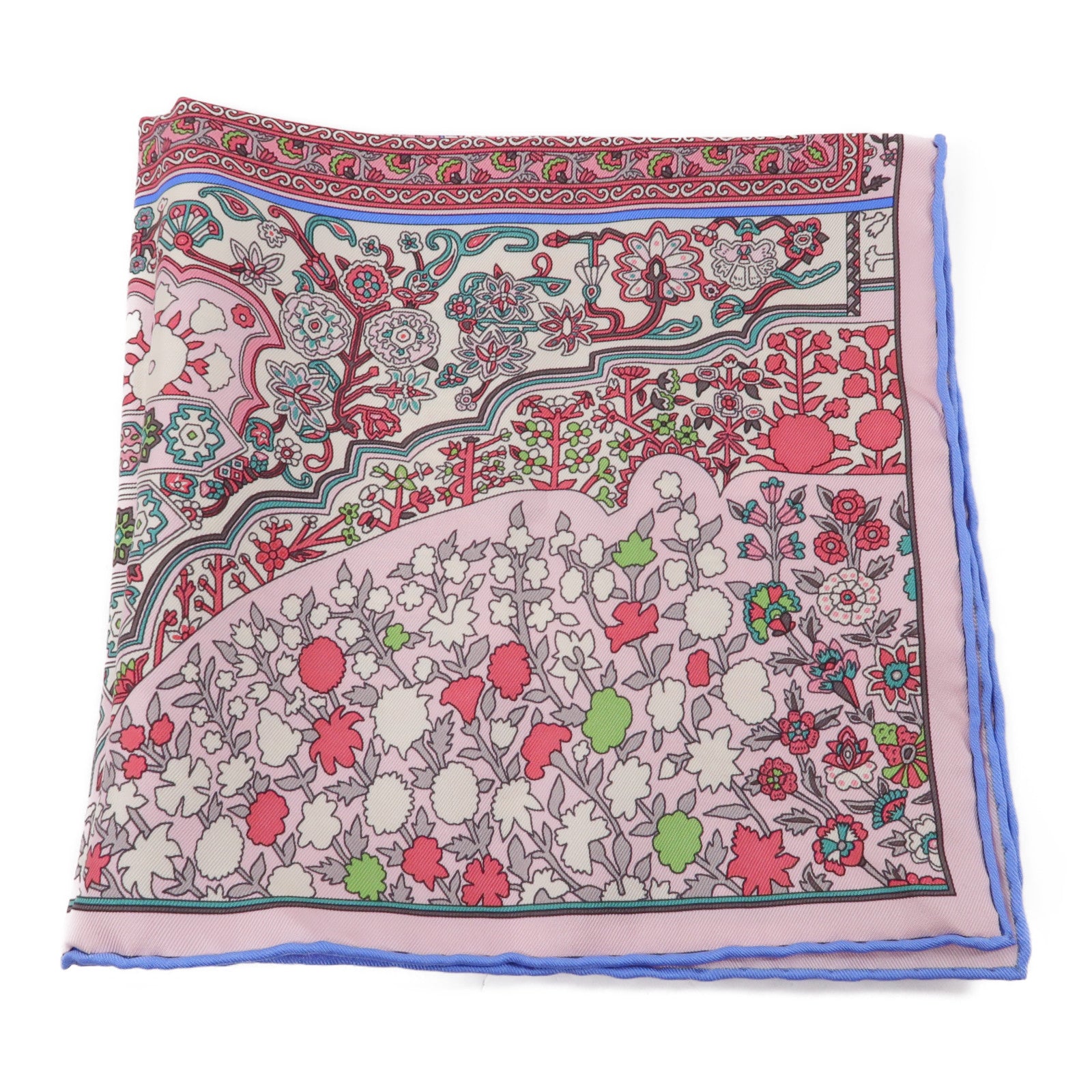 HERMES 絲質Scarf絲巾粉紅色/藍色/白色