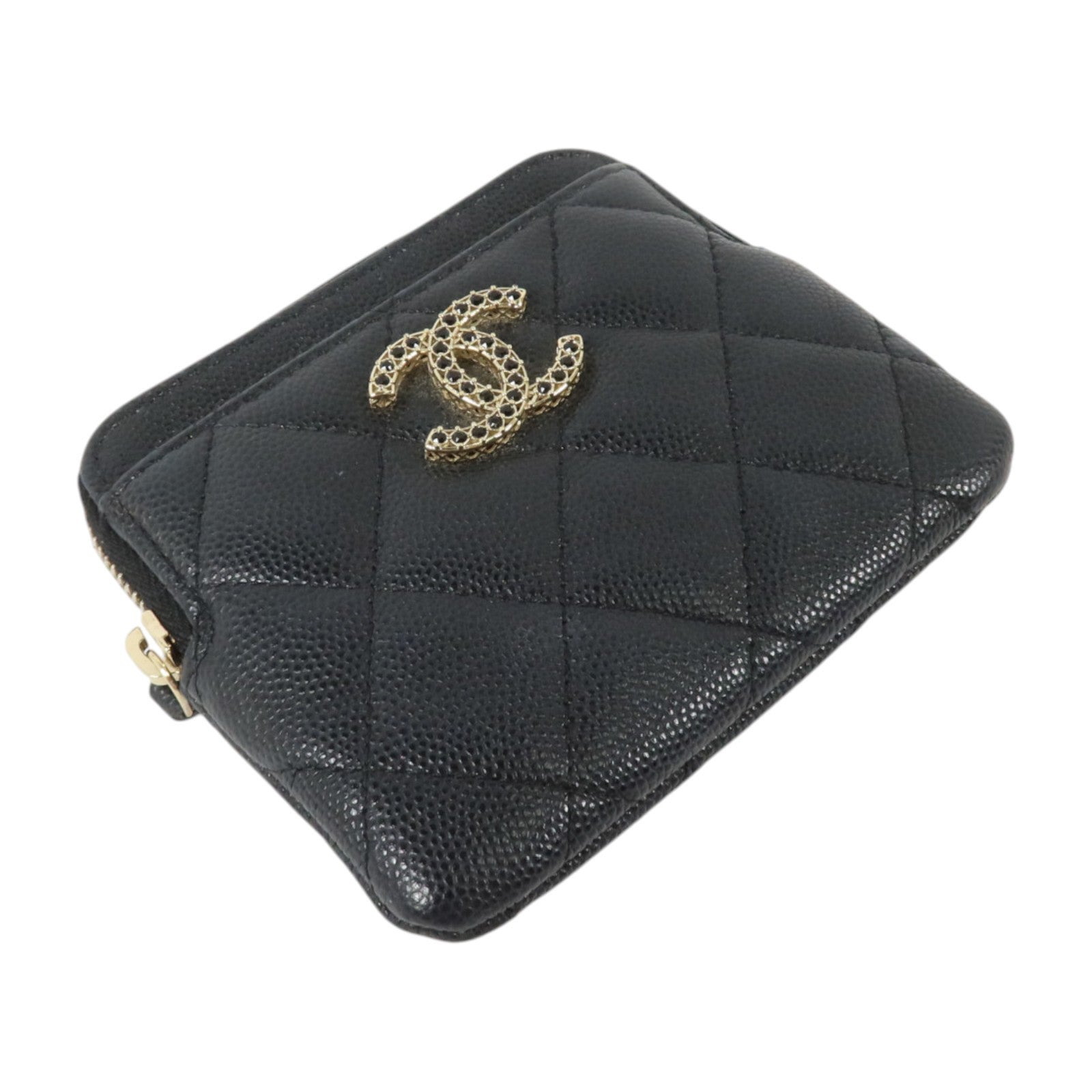 CHANEL 牛皮皮革Zipped Coin Purse金扣零錢包