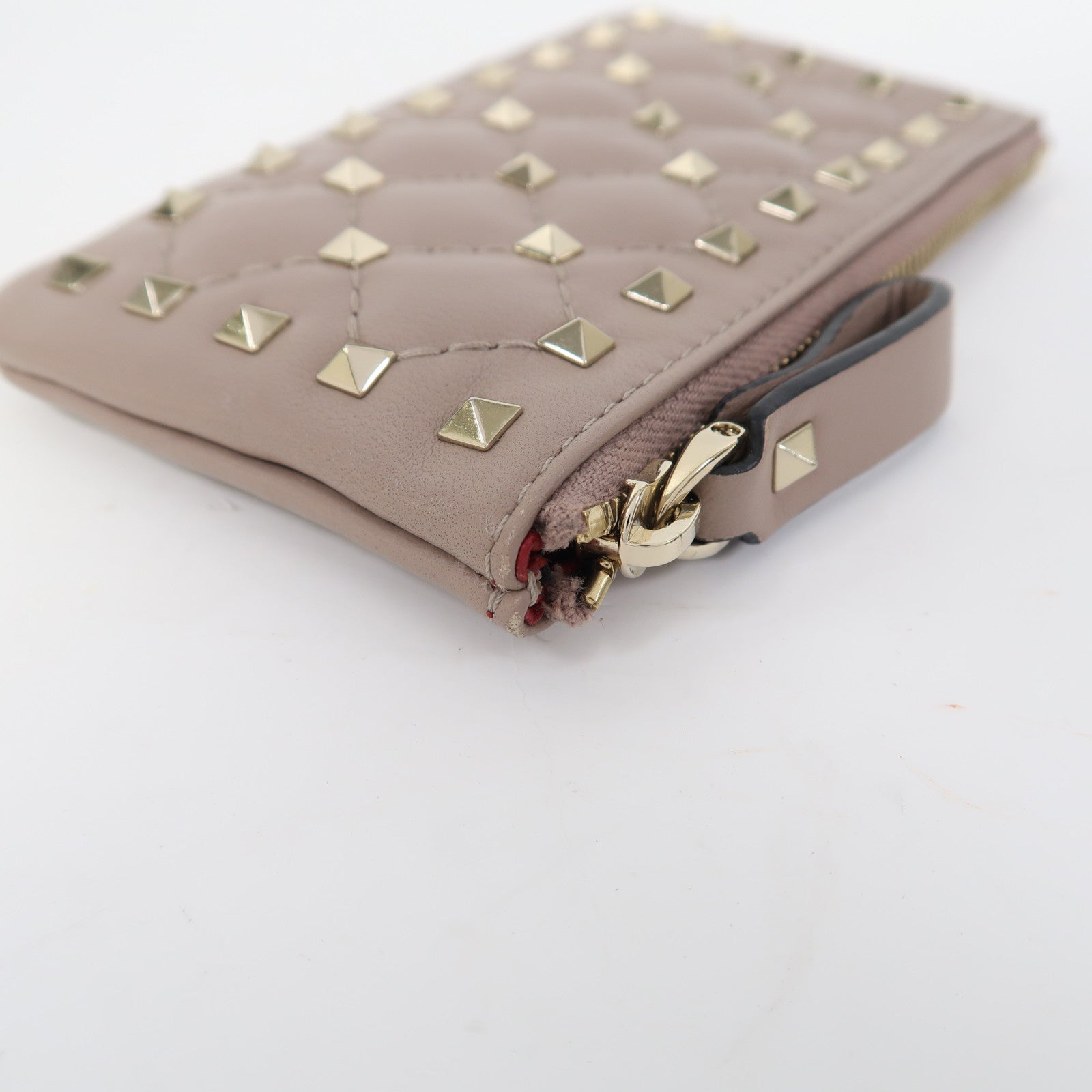 Valentino 牛皮皮革Card Case金扣卡片套裸色