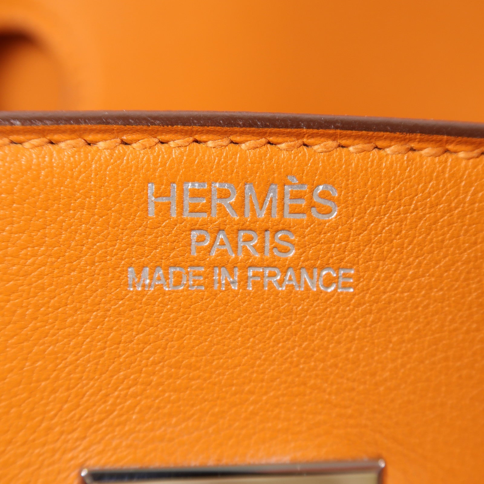 HERMES Swift皮革Birkin 35銀扣手挽袋Orange橙色