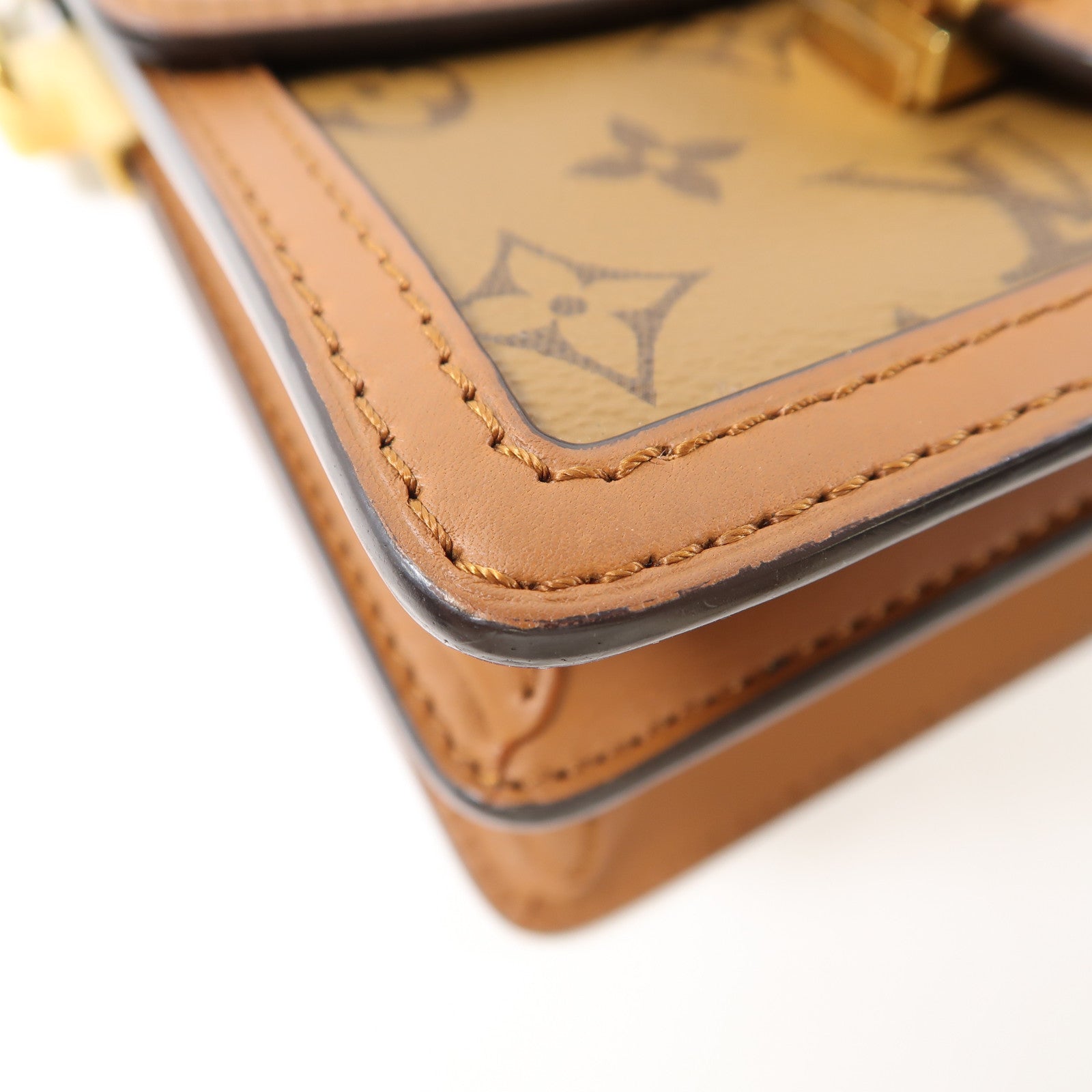 LOUIS VUITTON Monogram Dauphine金扣肩背袋啡色