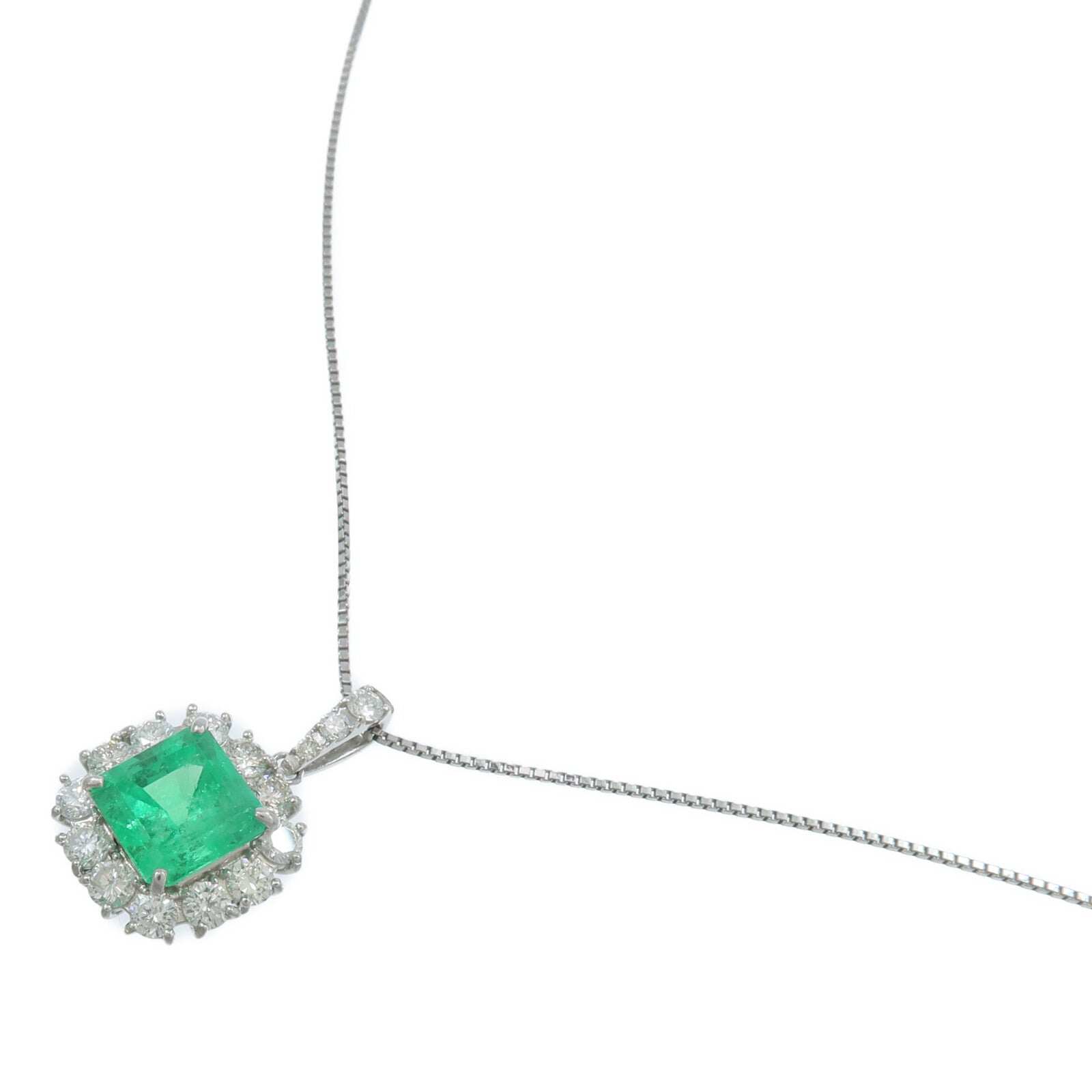 JEWELRY PT950/PT850鉑金Emerald Diamond Necklace綠寶石鑽石項鍊