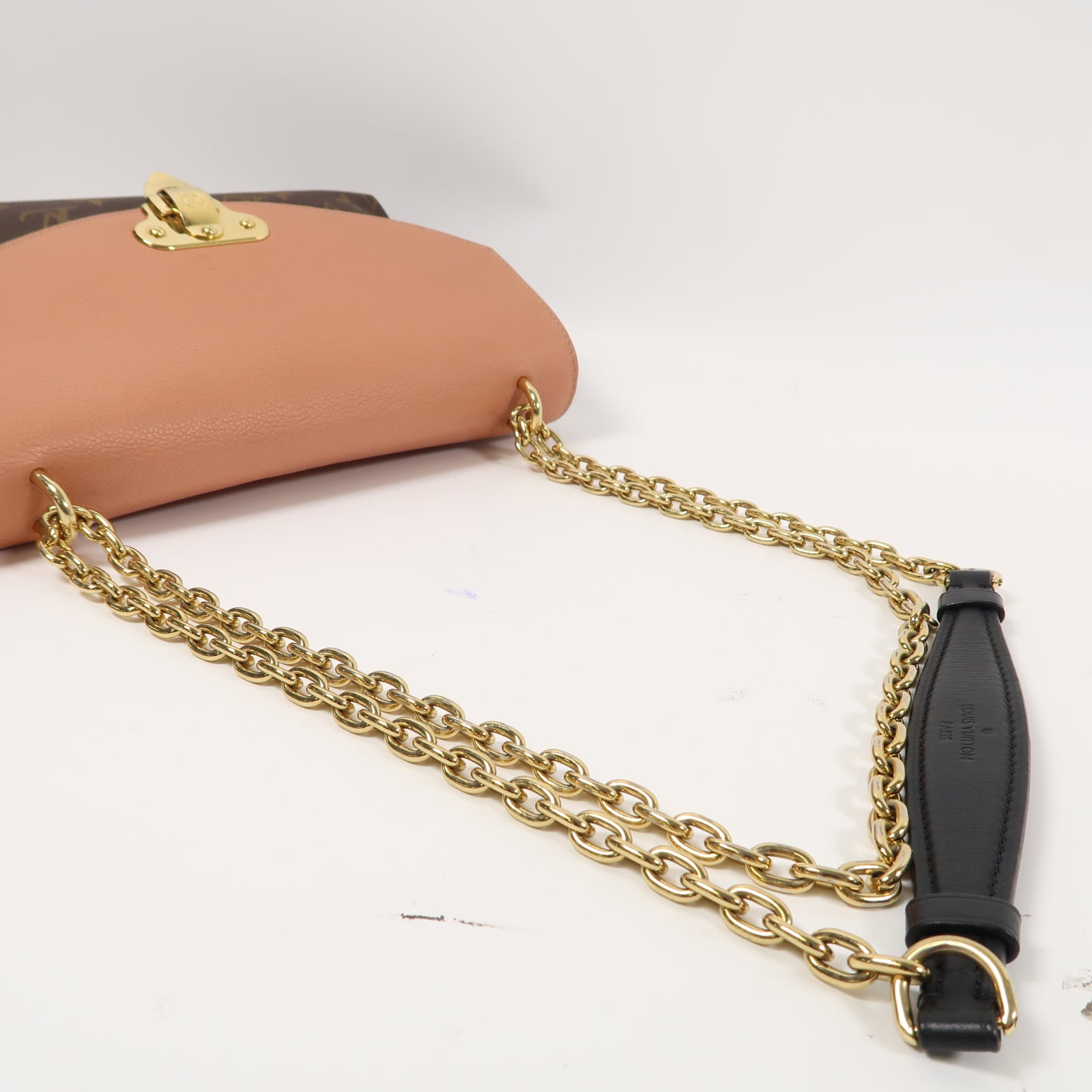 LOUIS VUITTON Monogram Saint Placide金扣鏈帶肩背袋啡色/粉紅色