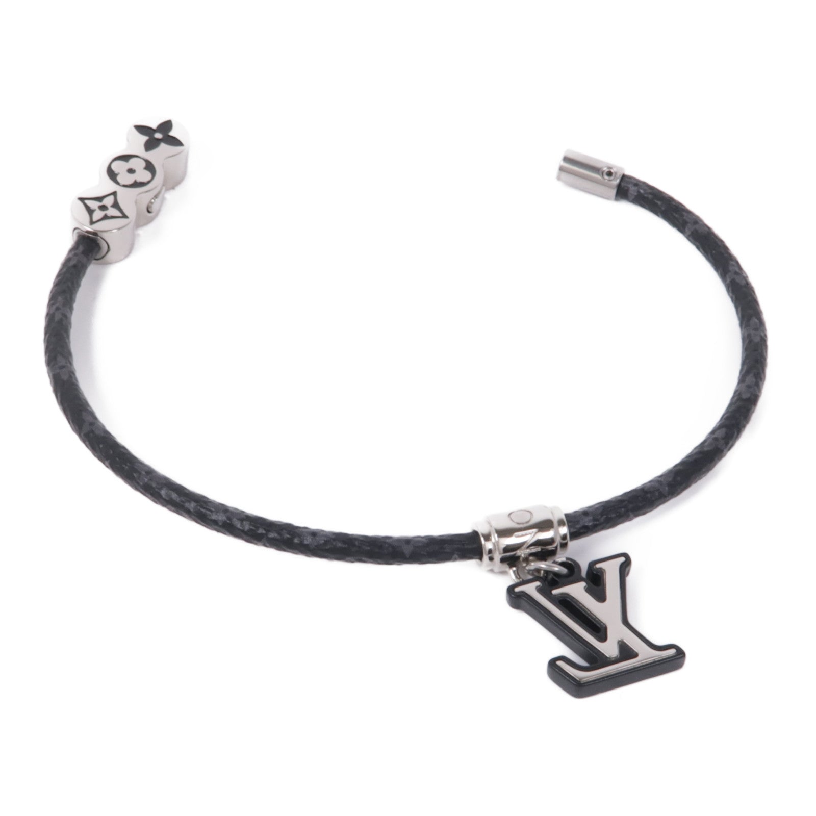 LOUIS VUITTON Monogram Eclipse Party Bracelet銀扣手鐲