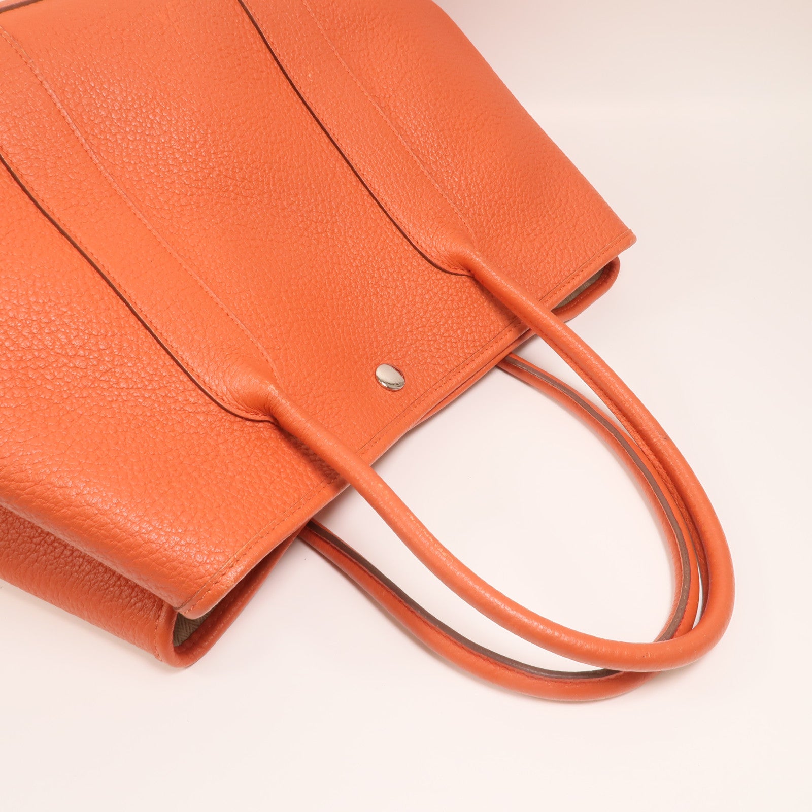 HERMES Negonda皮革Garden Party PM銀扣手挽袋Orange