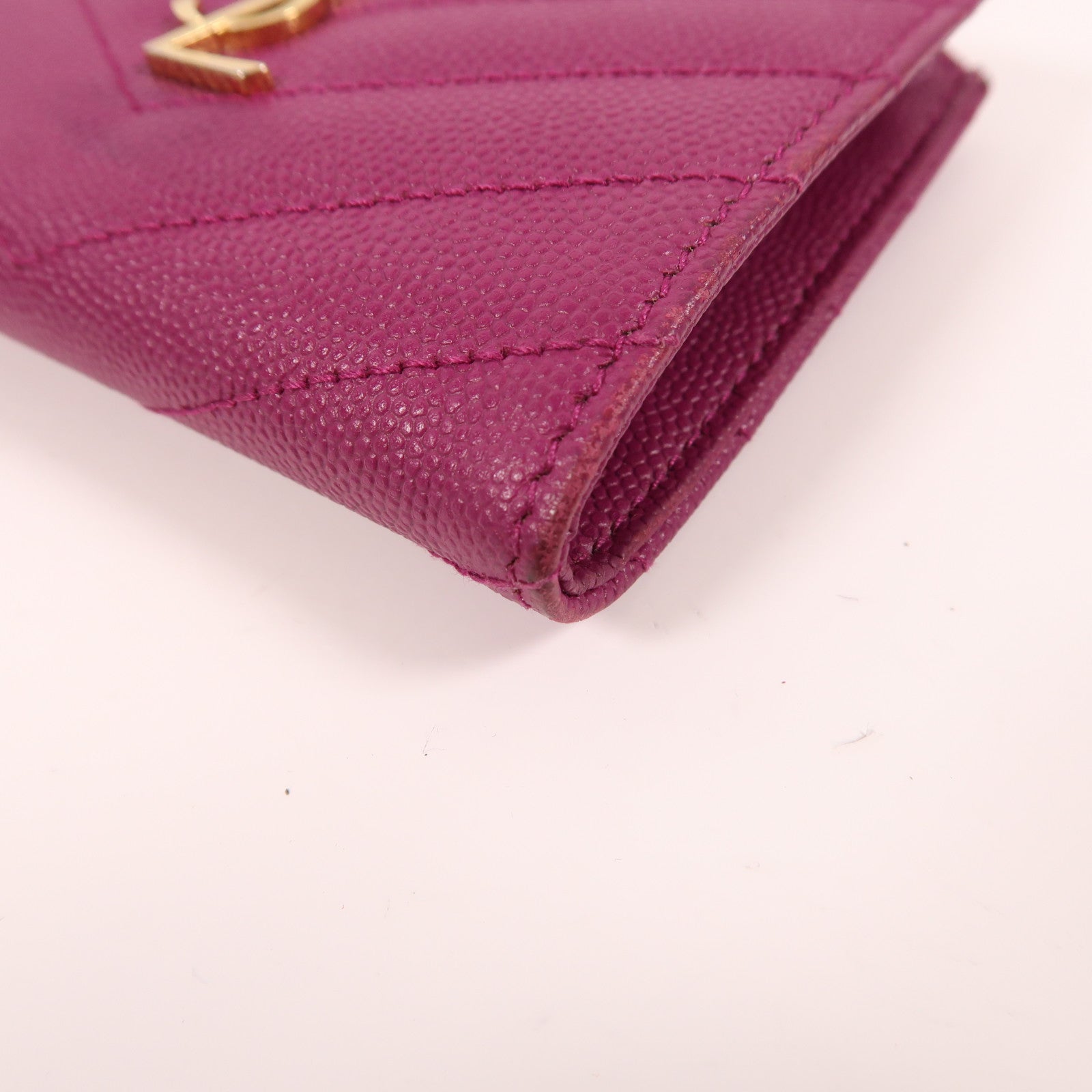 SAINT LAURENT 牛皮皮革Wallet金扣錢包紫色