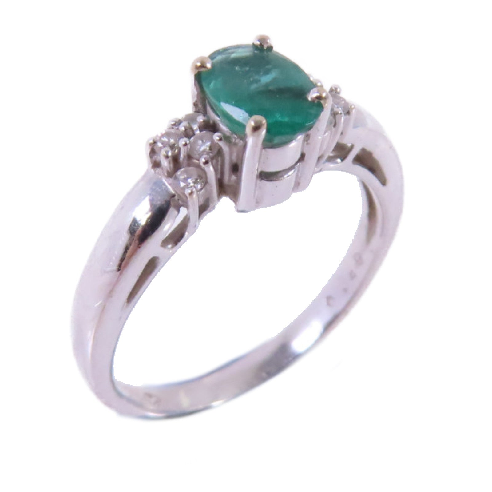 JEWELRY【激減優惠】 18K白金/0.49ct電氣石/鑽石Tourmaline/Diamond Ring戒指US#4.75