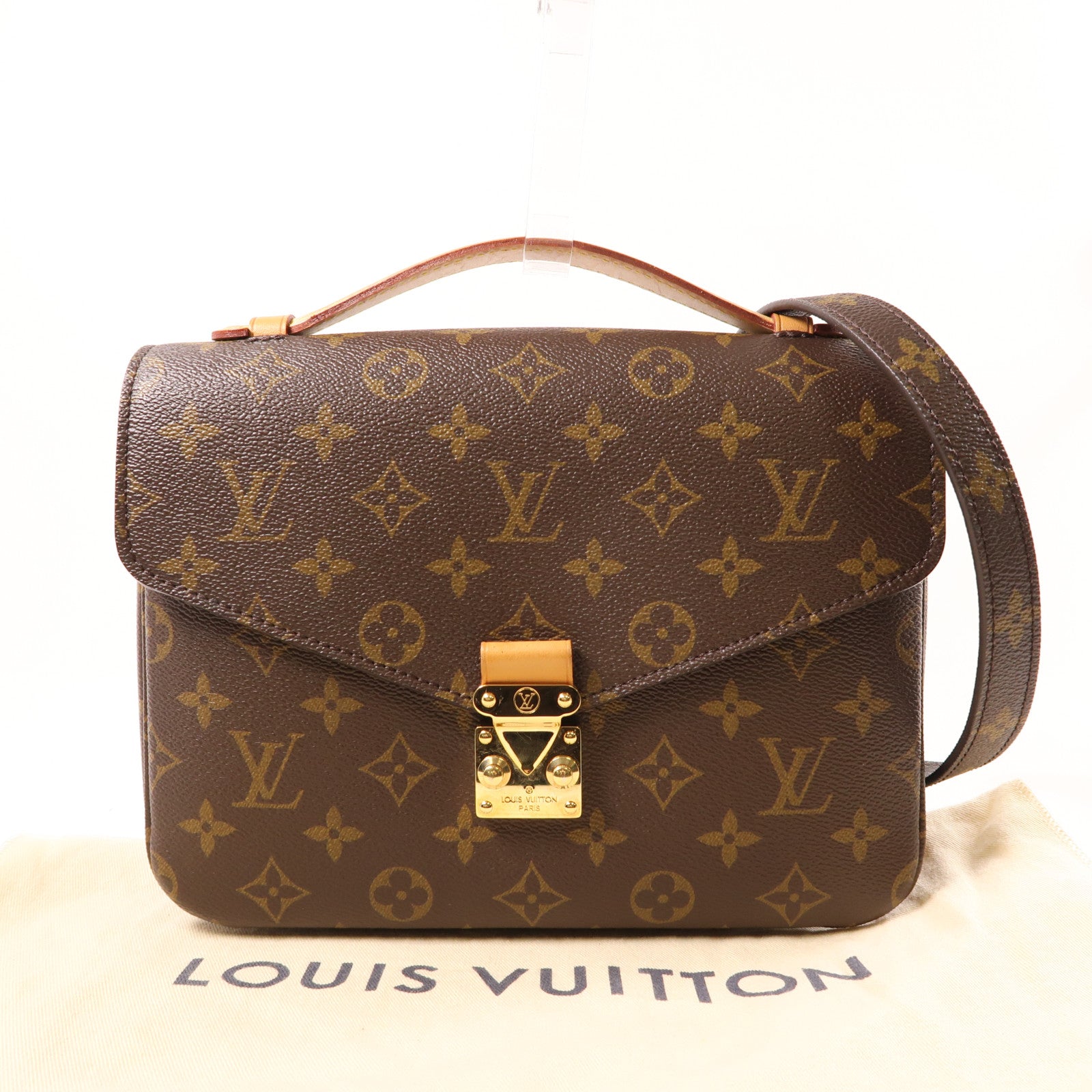 LOUIS VUITTON Monogram Pochette Metis MM金扣手挽肩背兩用袋棕色