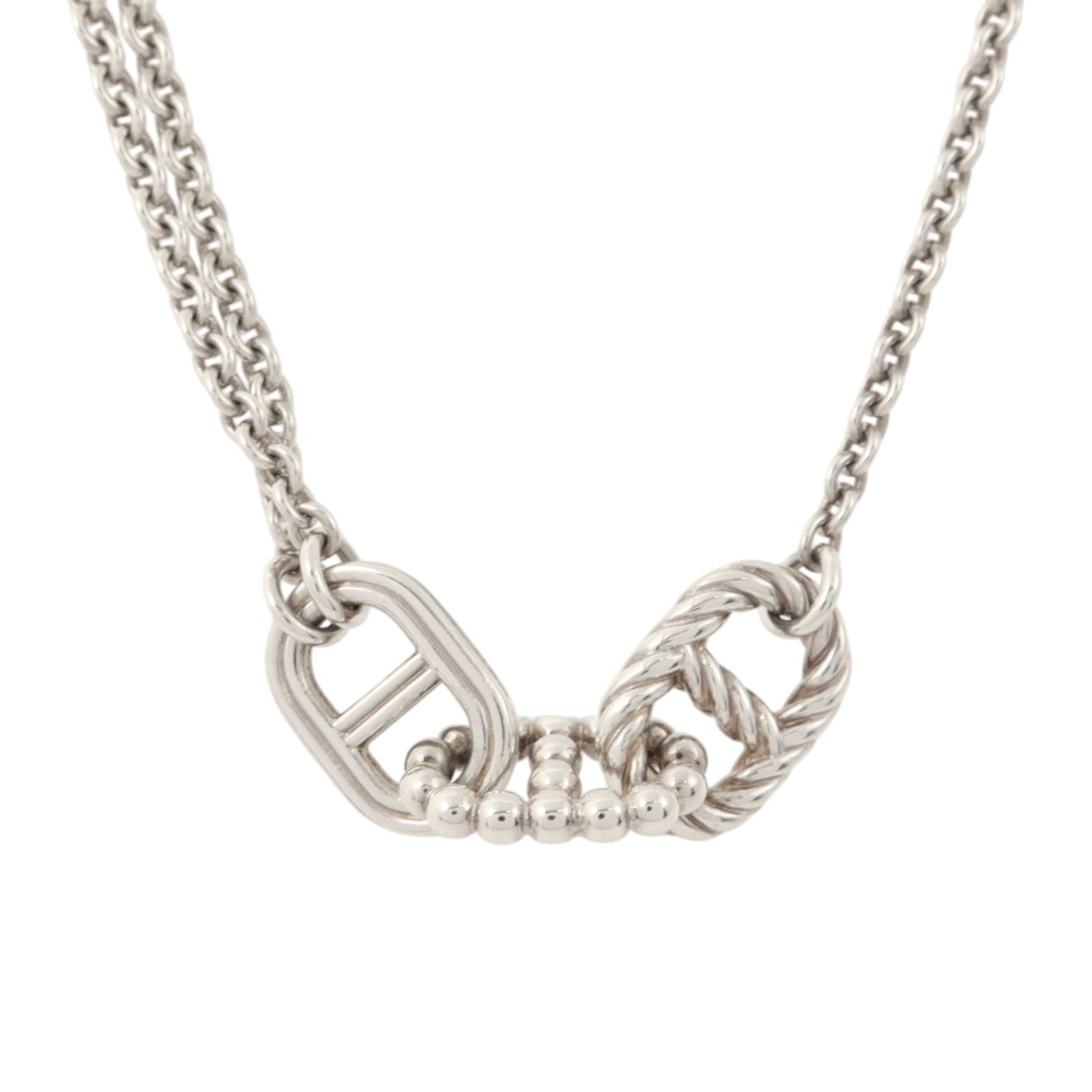 HERMES 925純銀Parade Long Necklace銀扣項鏈