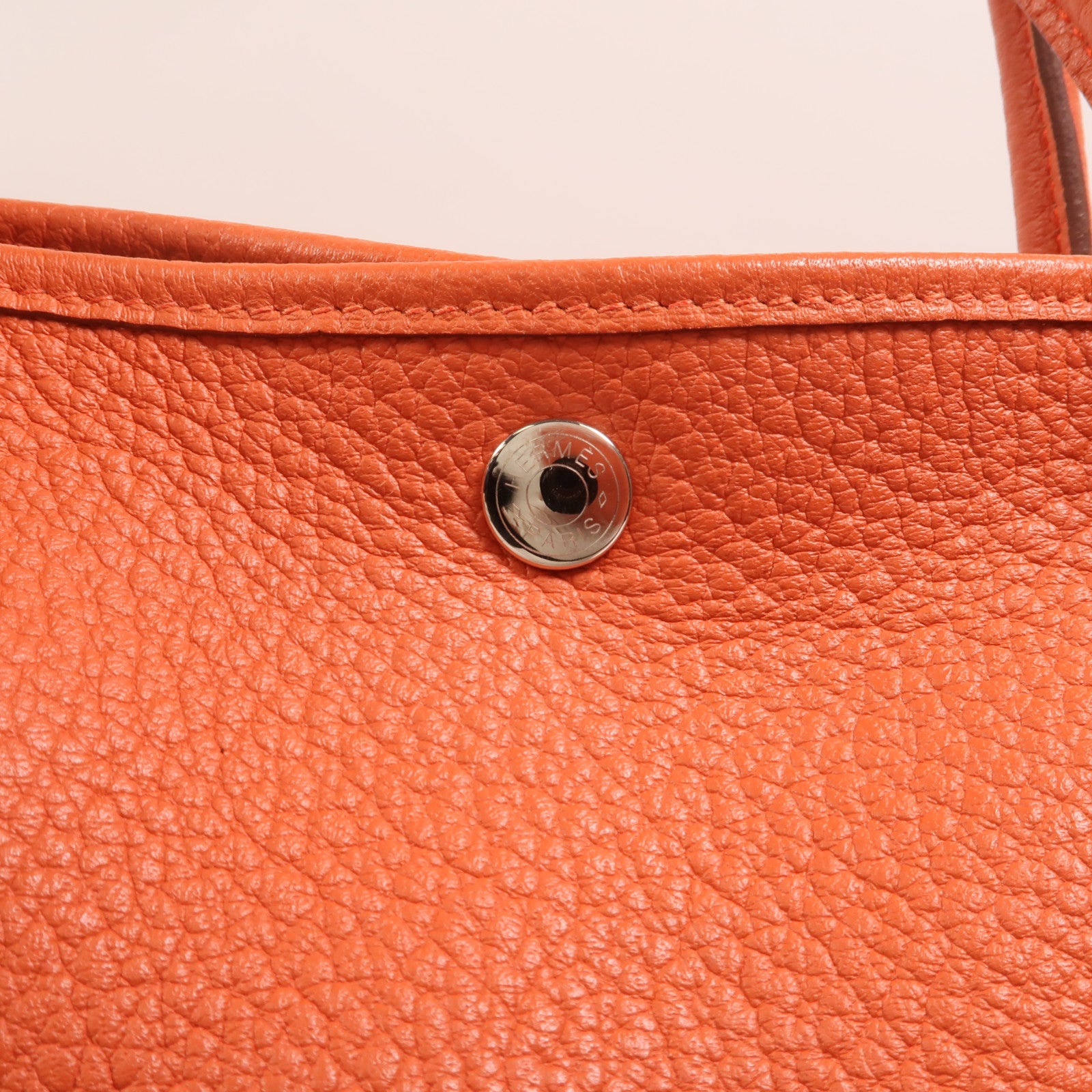 HERMES Negonda皮革Garden Party PM銀扣手挽袋Orange