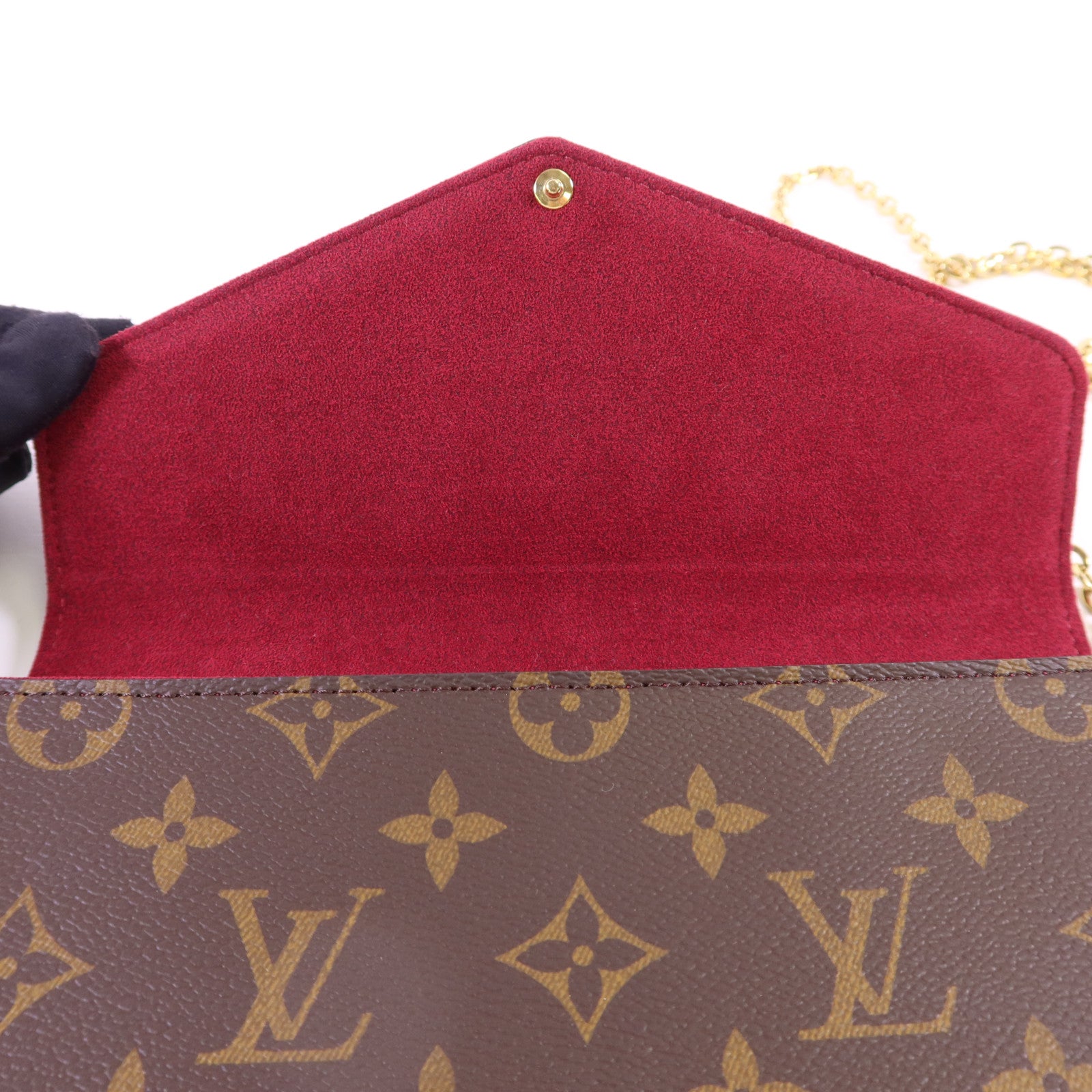 LOUIS VUITTON Monogram Felicie Pochette金扣鏈帶肩背袋