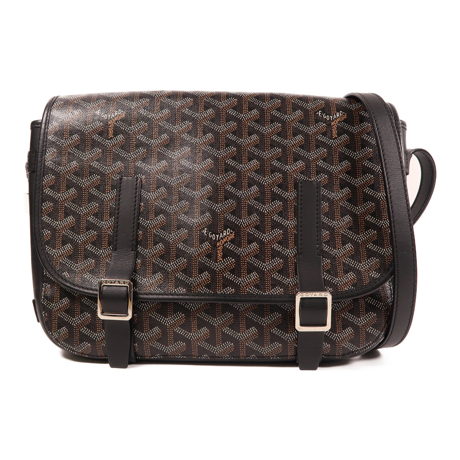 GOYARD 【激減優惠】塗層帆布1990-2000 Belvedere銀扣肩背袋黑色