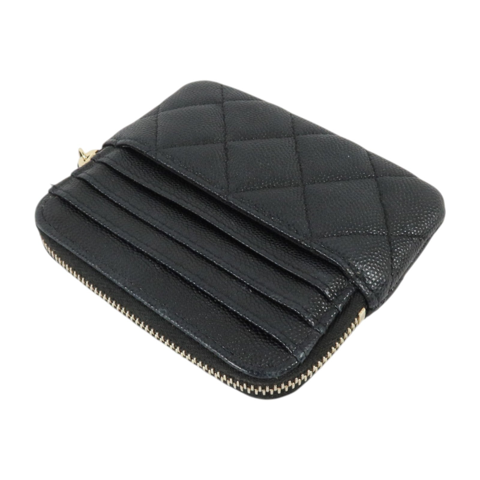 CHANEL 牛皮皮革Zipped Coin Purse金扣零錢包