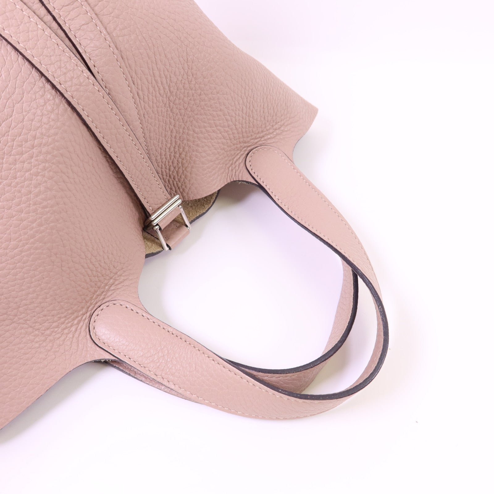 HERMES Clemence皮革Picotin PM銀扣手挽袋Glycine