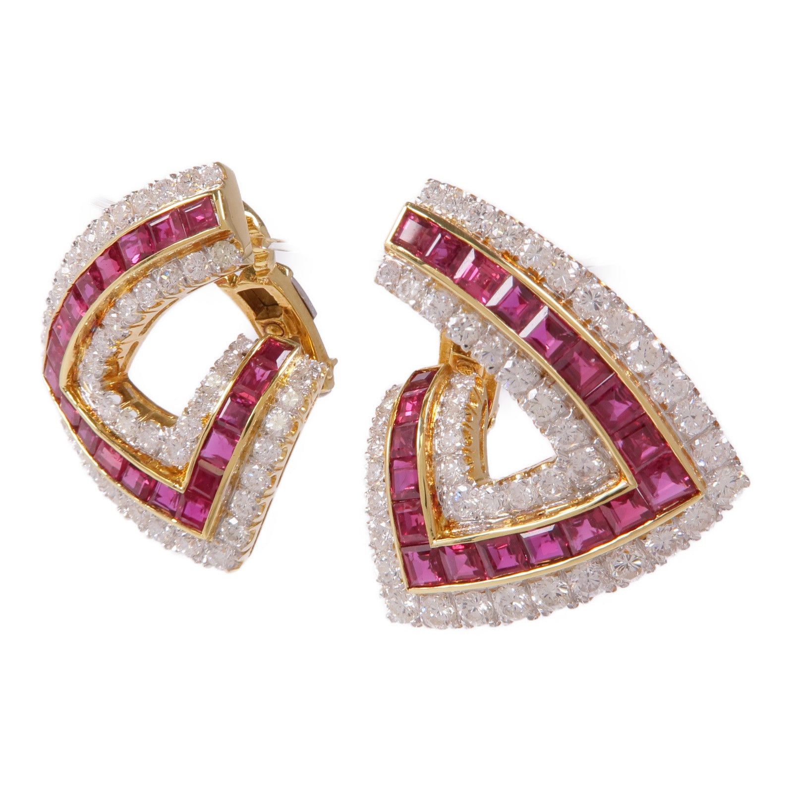 JEWELRY 18K黃金/白金Ruby/Diamond Earrings紅寶石/鑽石耳環
