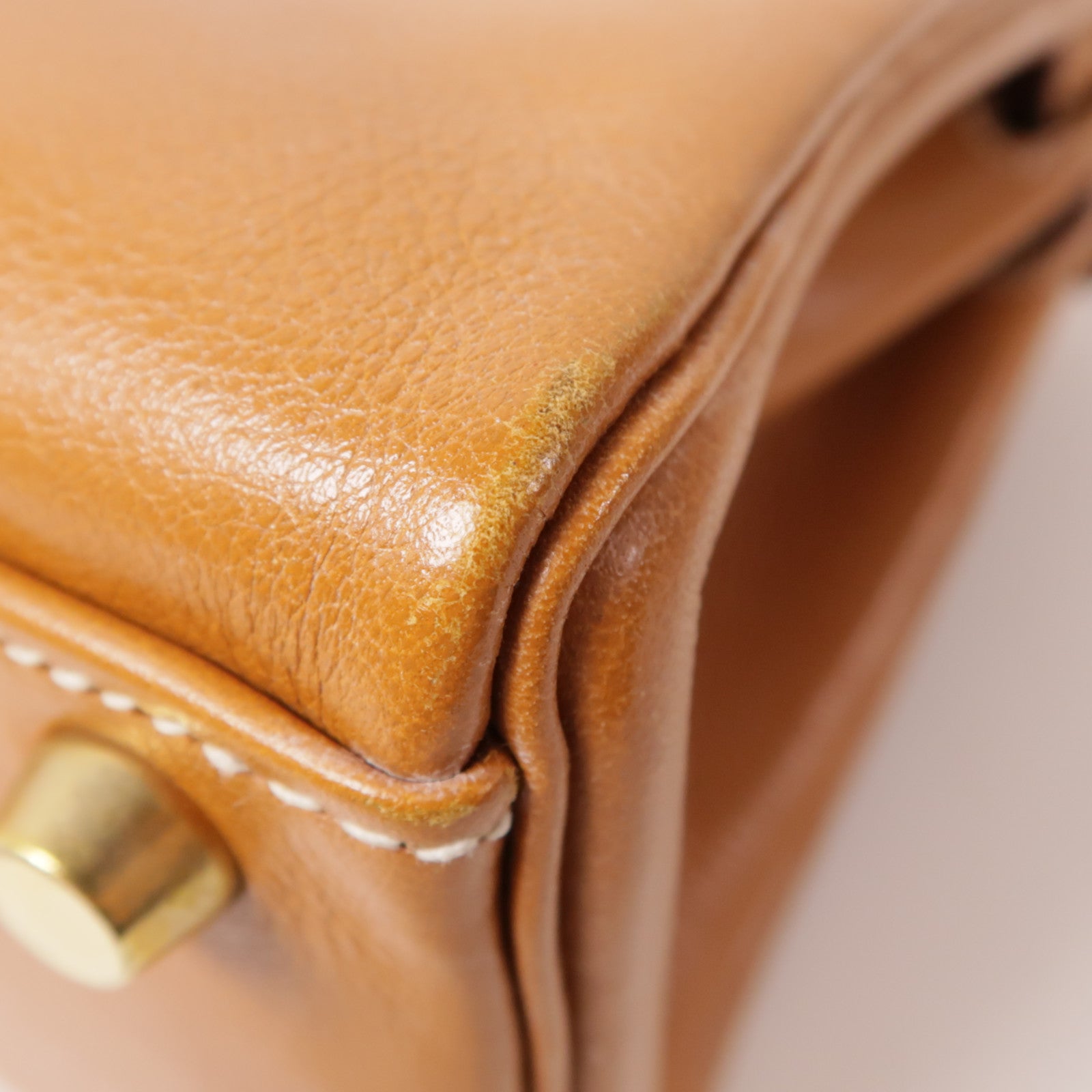 HERMES GHW Kelly Mini 2 Way Shoulder Bag Handbag Gulliver Leather Gold