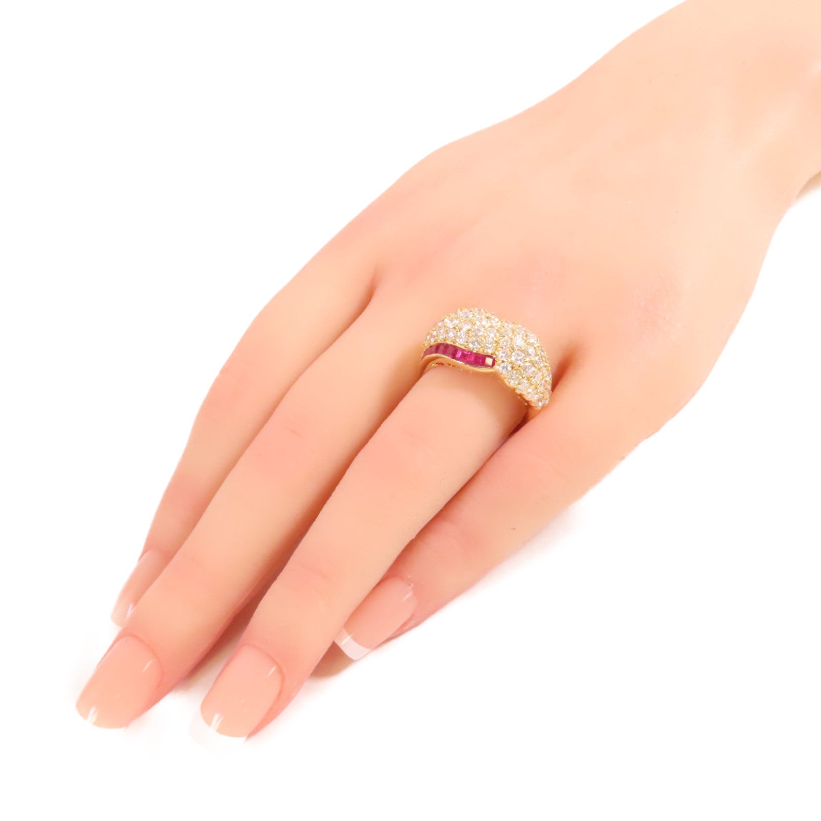 JEWELRY 18K黃金/1.25ct紅寶石/2.45ct鑚石Ruby Diamond Ring戒指US#9