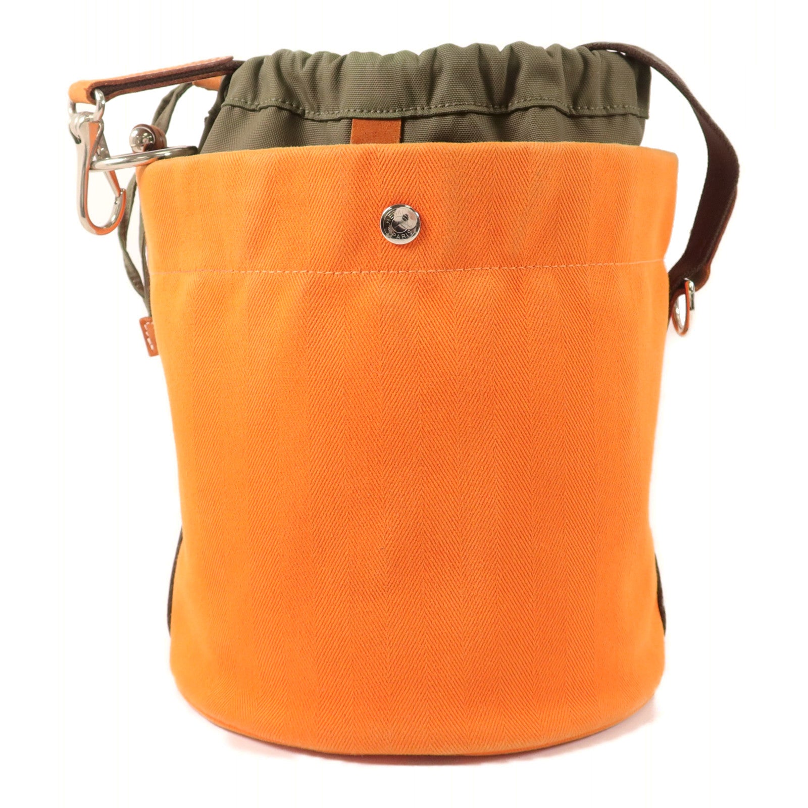 HERMES Toile Sac De Pansage Grooming Bucket Bag肩背袋Orange