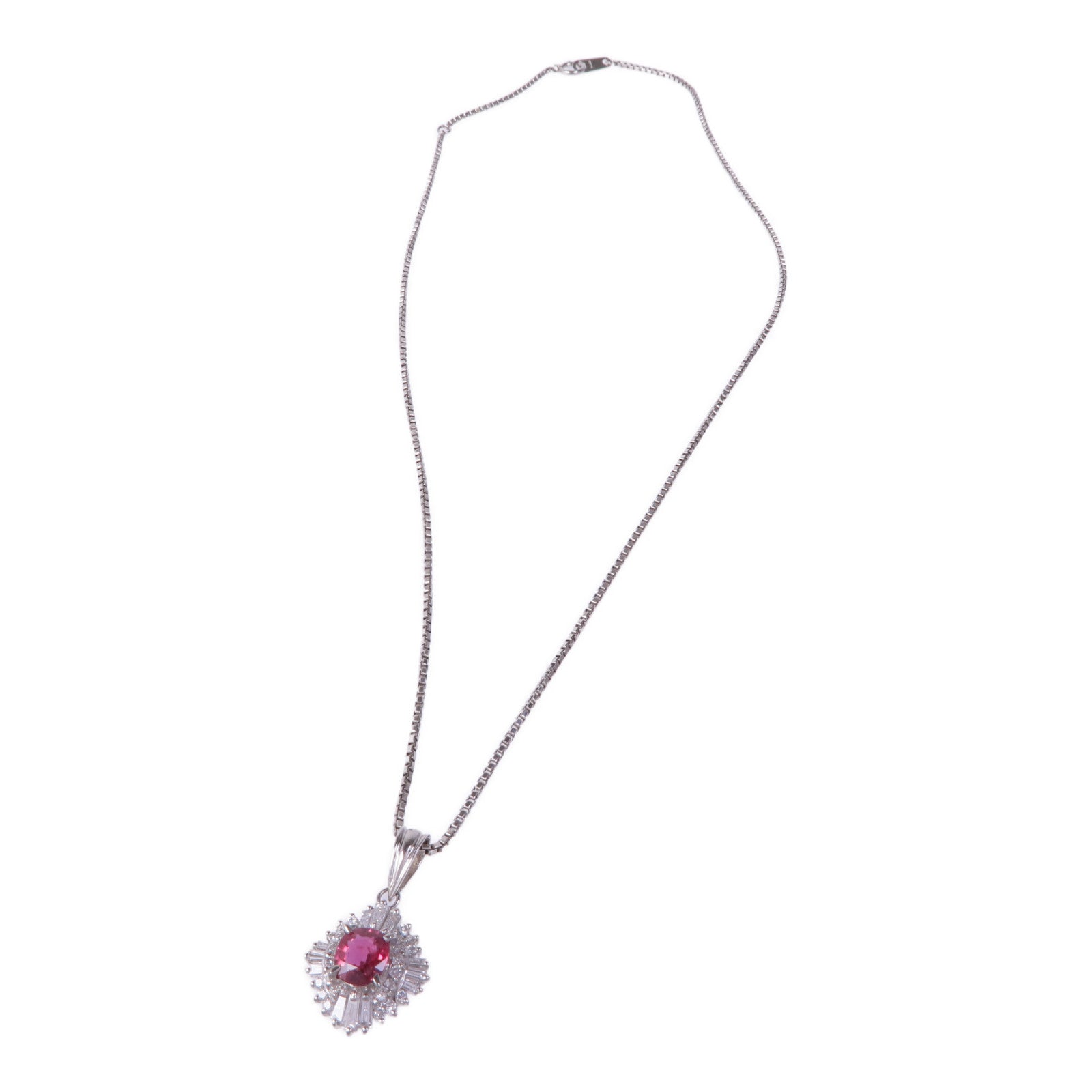 JEWELRY PT900/PT850鉑金Ruby Diamond Necklace紅寶石/鑽石項鍊