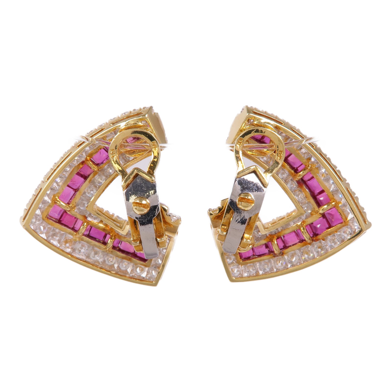 JEWELRY 18K黃金/白金Ruby/Diamond Earrings紅寶石/鑽石耳環