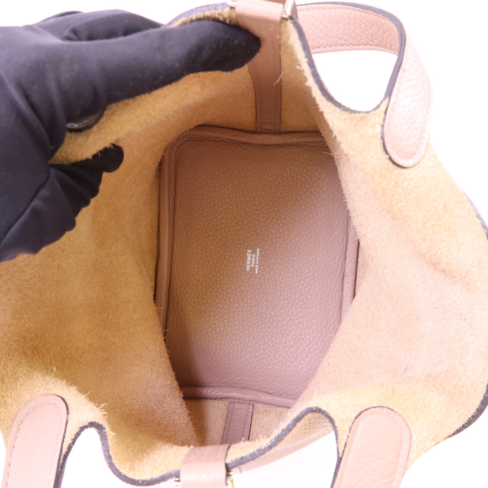 HERMES Clemence皮革Picotin PM銀扣手挽袋Glycine